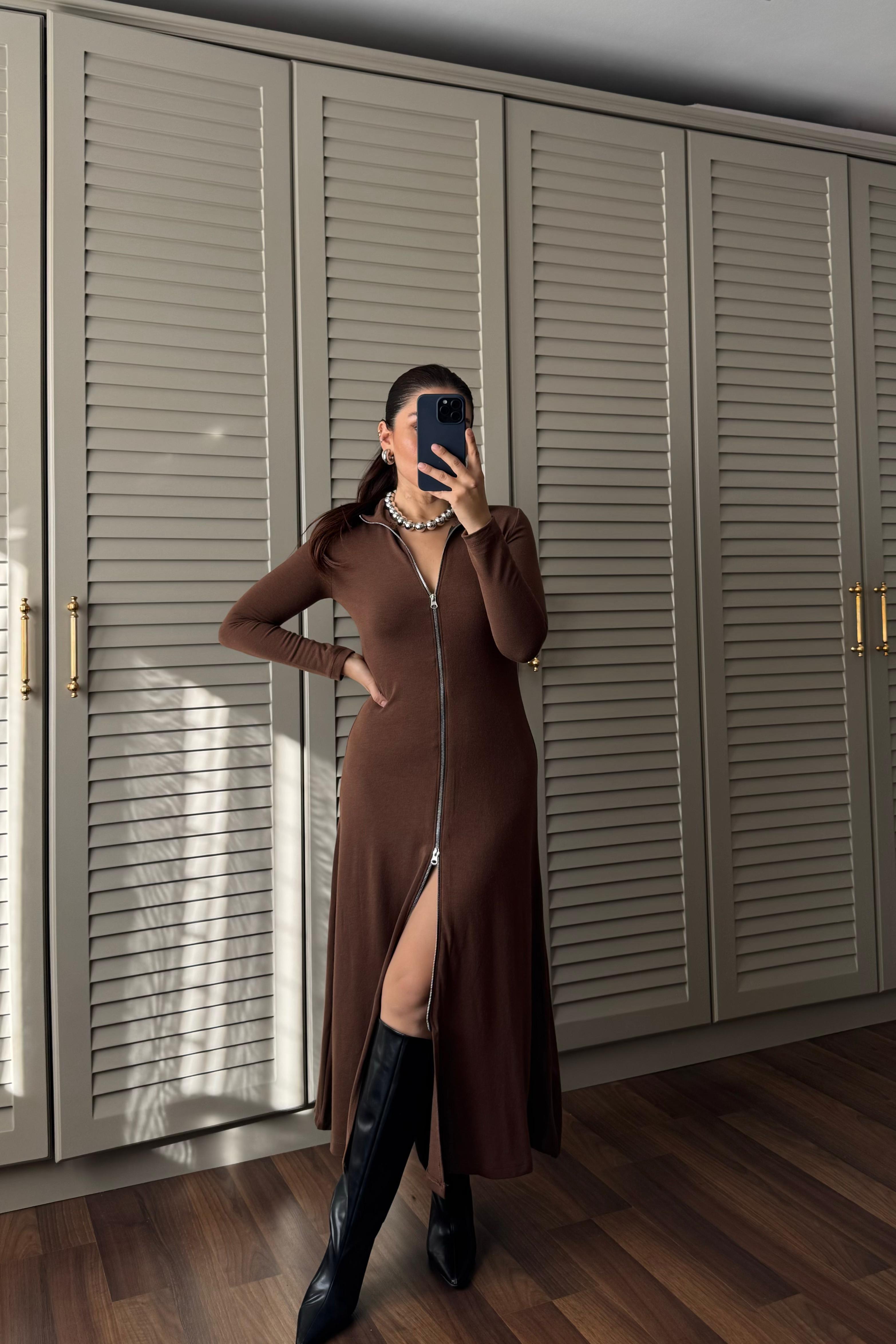 FERMUARLI MAXİ BOY ELBİSE/282037