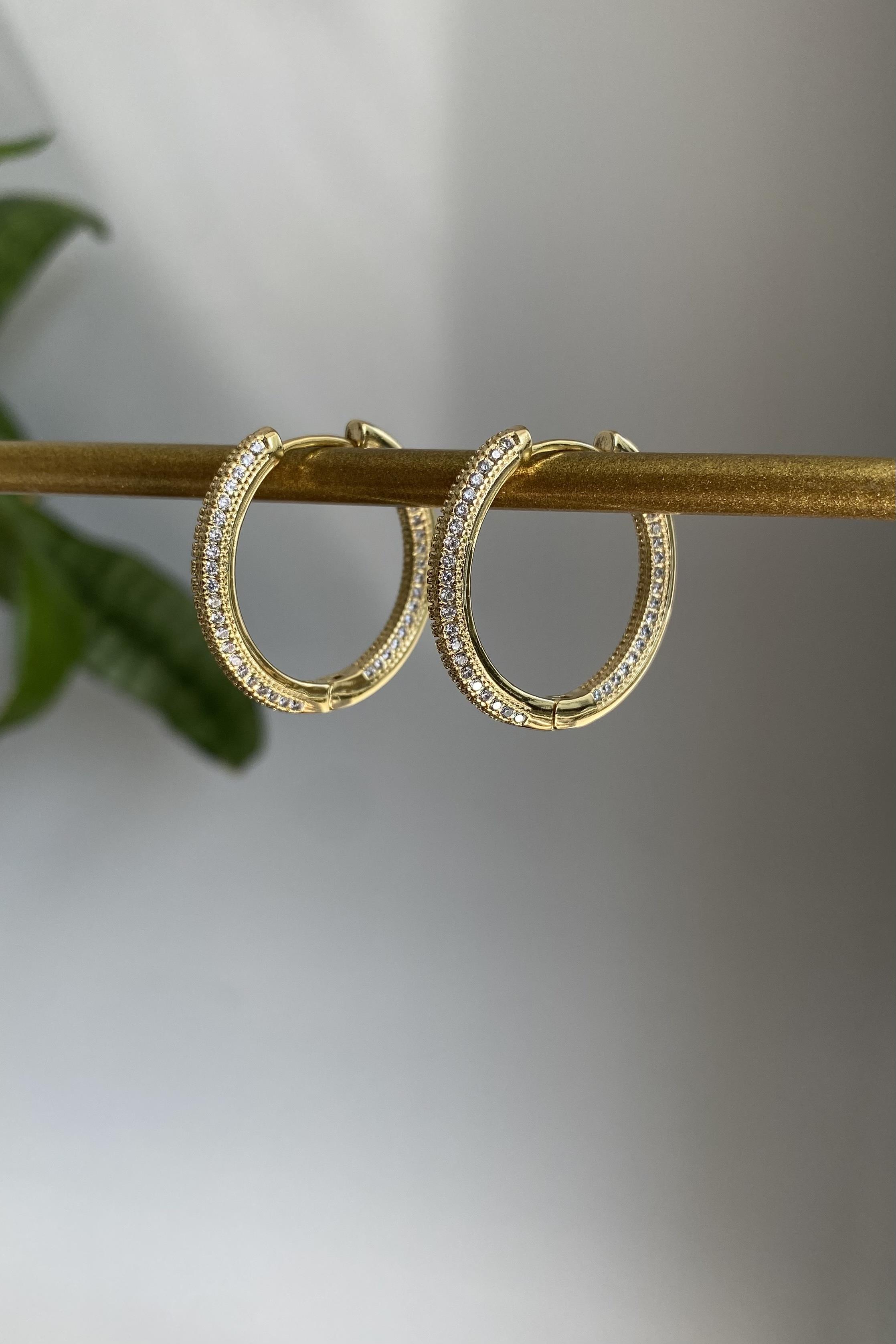 FULL ZİRKON TAŞLI HALKA KÜPE 2,5CM