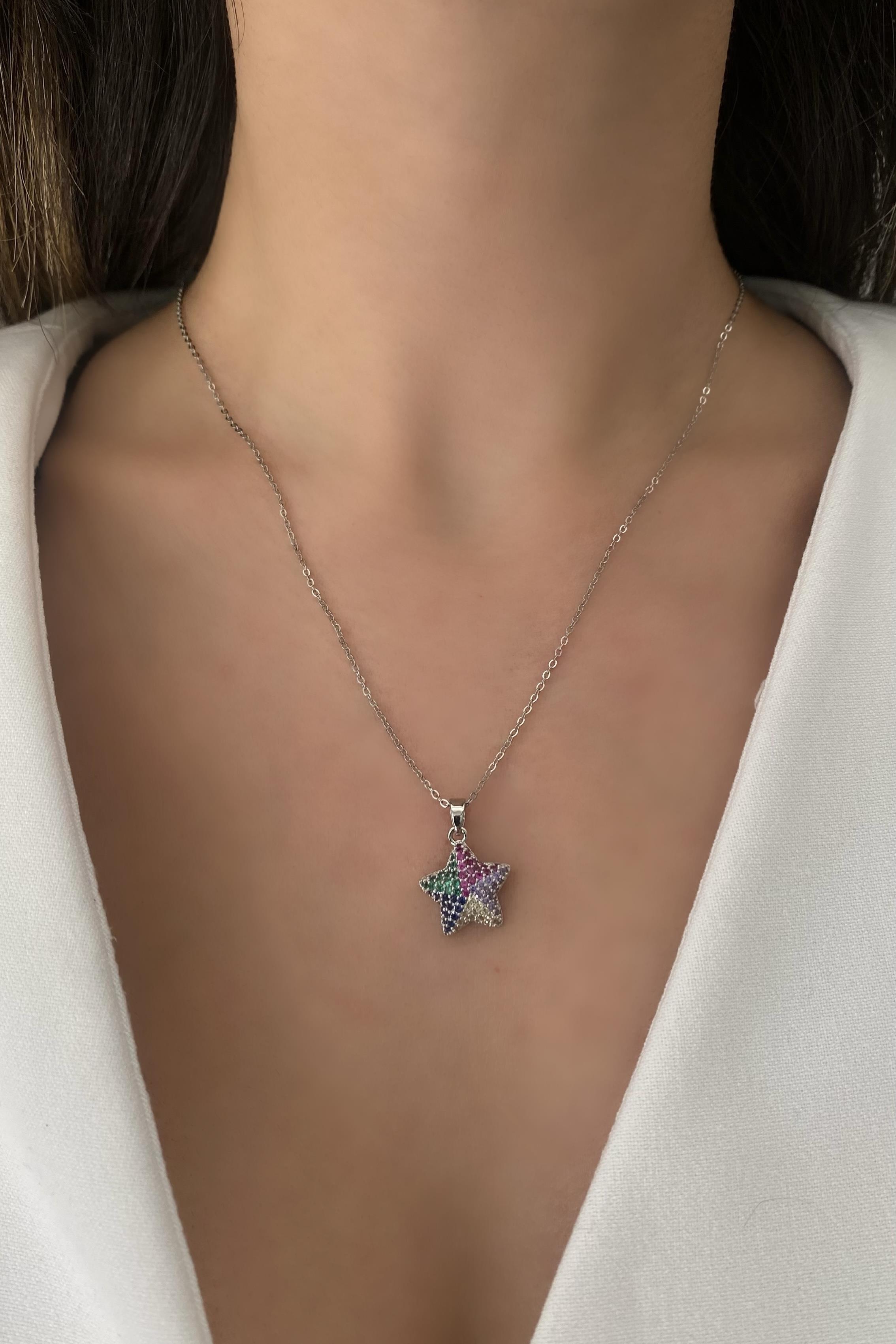 FULL ZİRKON TAŞLI YILDIZ KOLYE