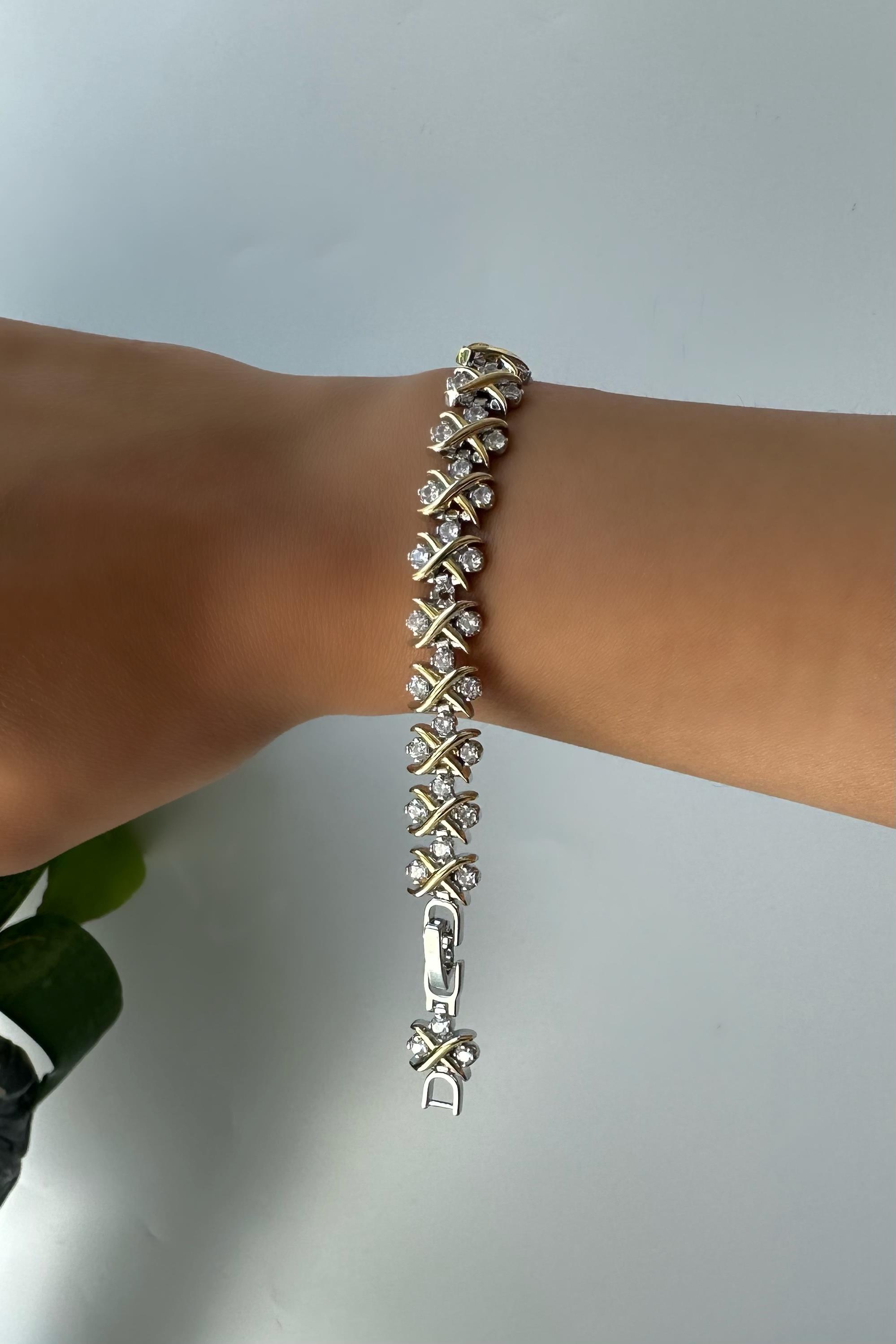 GOLD ÇARPILI TAŞLI BİLEZİK