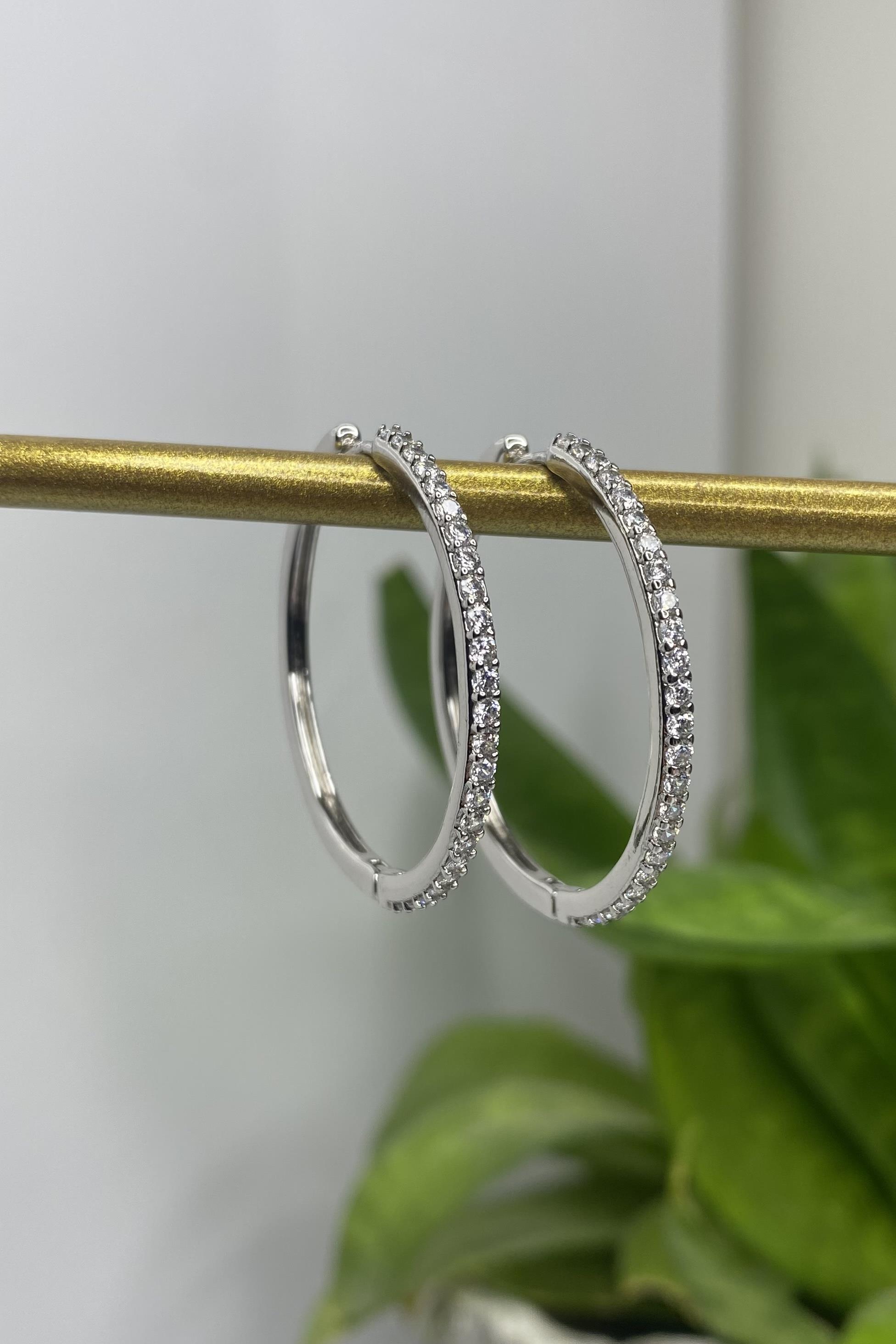 GÖMME TAŞLI HALKA KÜPE 3 CM