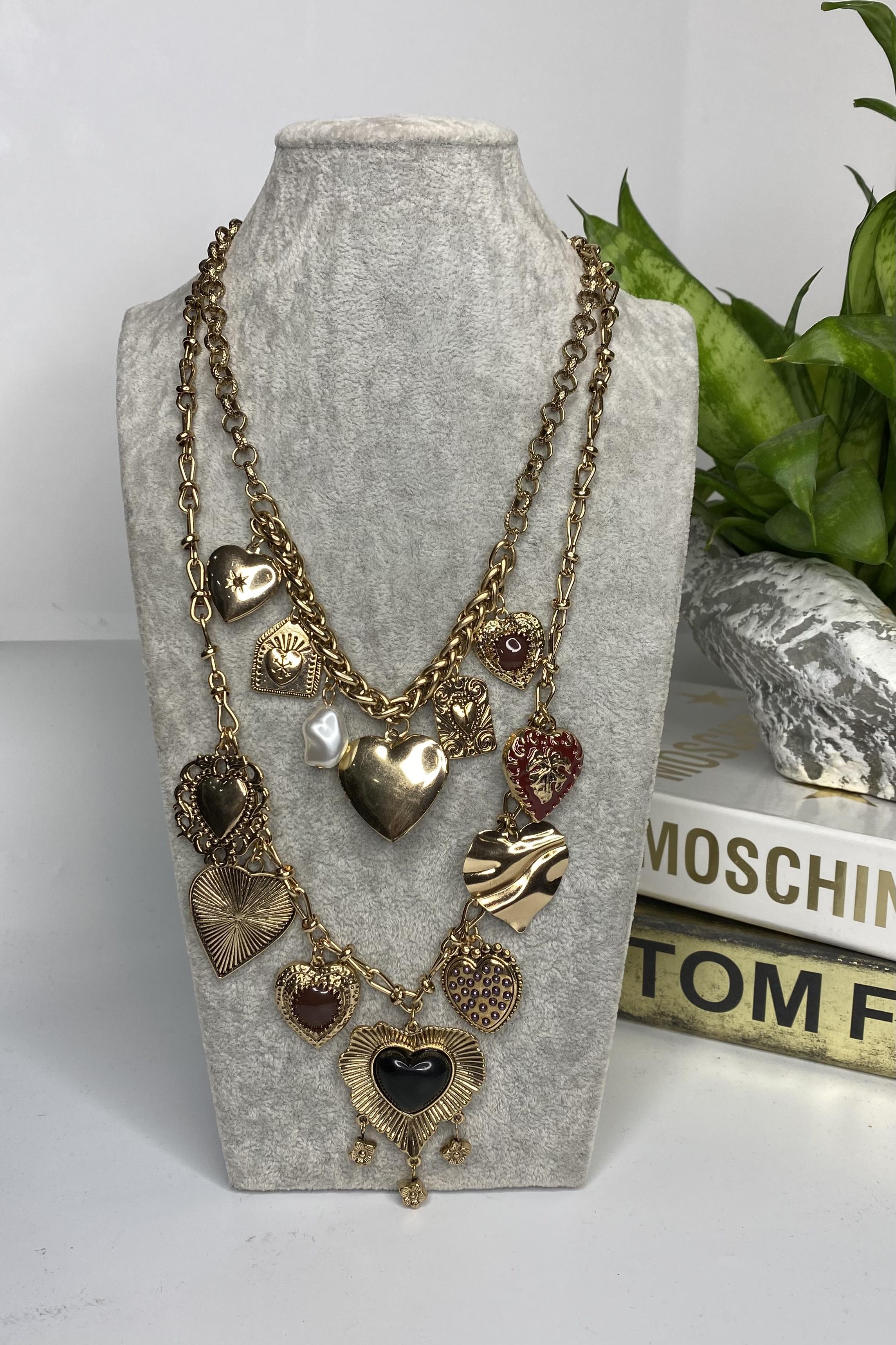 İKİ ZİNCİRLİ KALPLİ KOLYE