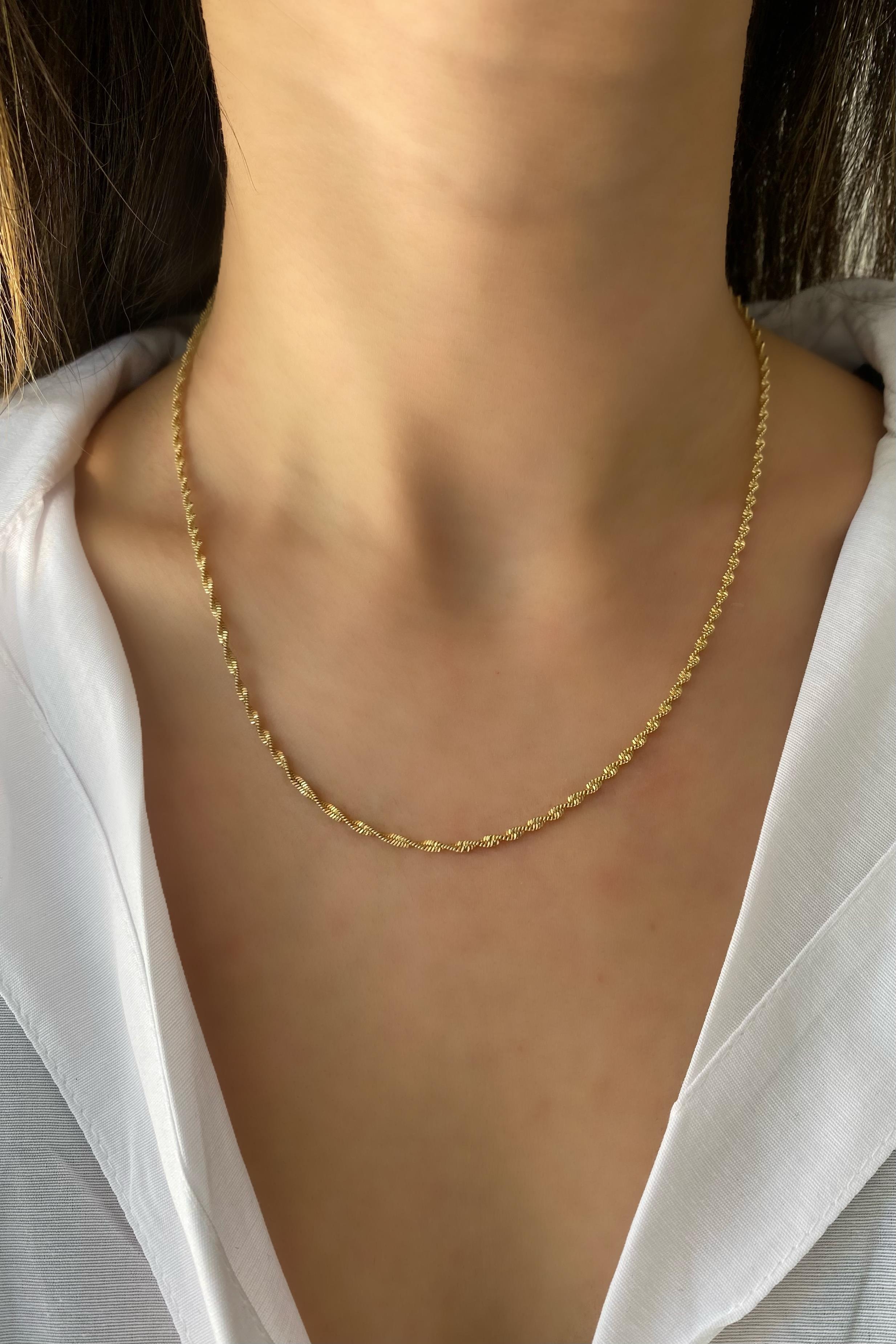 İNCE BURGU ZİNCİR KOLYE 45CM