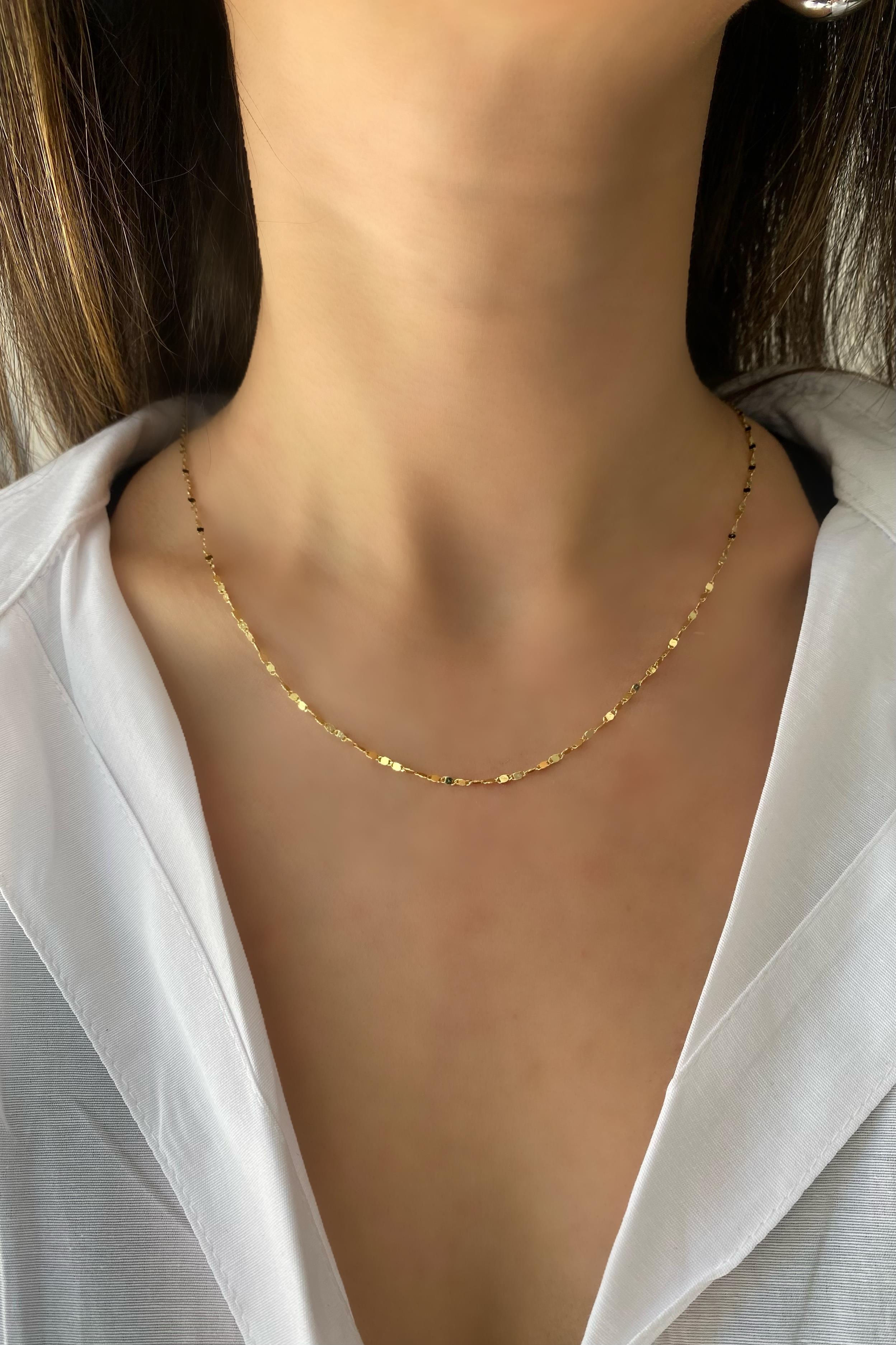 İNCE PULLU ZİNCİR KOLYE 50CM