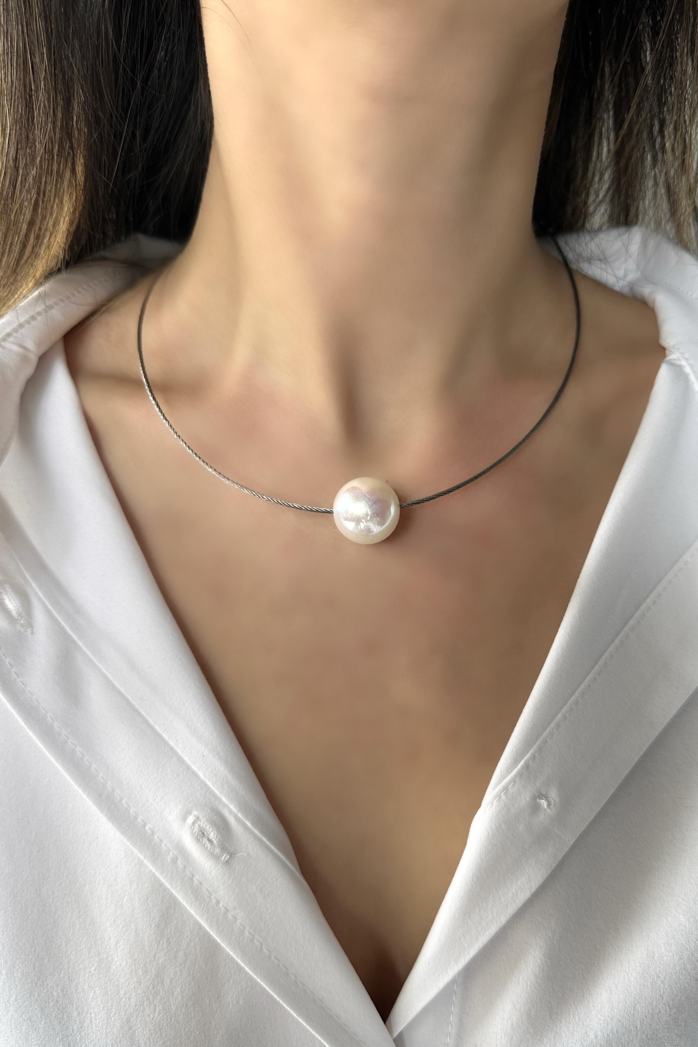 İNCİ GEÇİRİLMİŞ HALAT ZİNCİR KOLYE