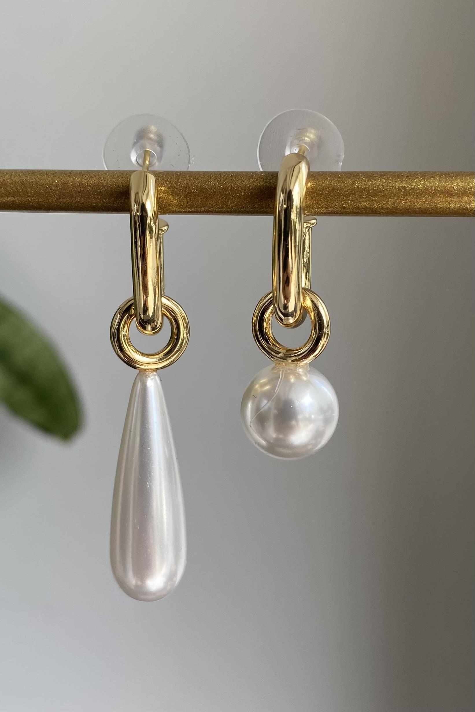 İNCİ SARKINTILI OVAL BORU KÜPE