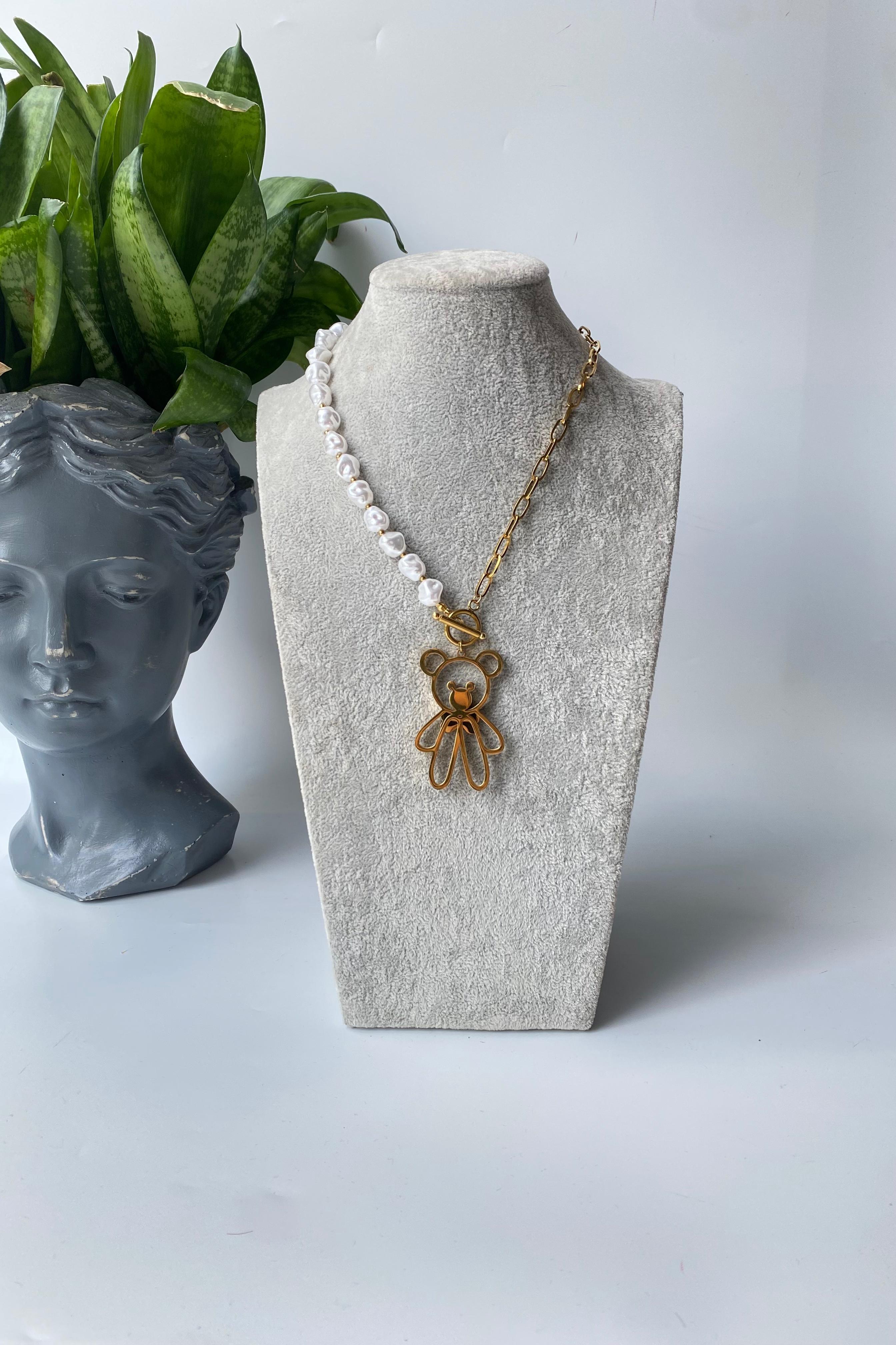 İNCİLİ AYICIK KOLYE