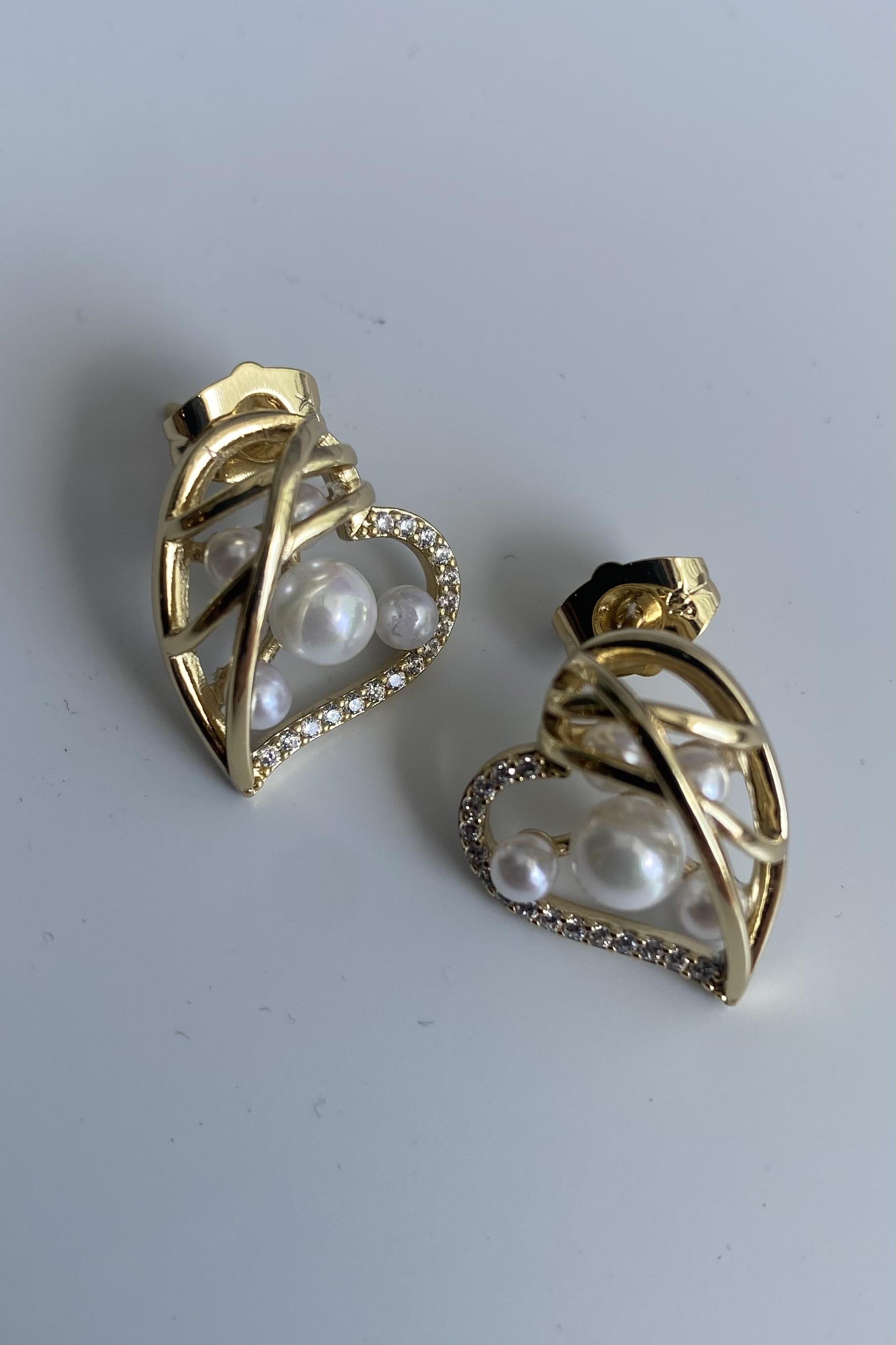 KAFES İNCİLİ KALP KÜPE