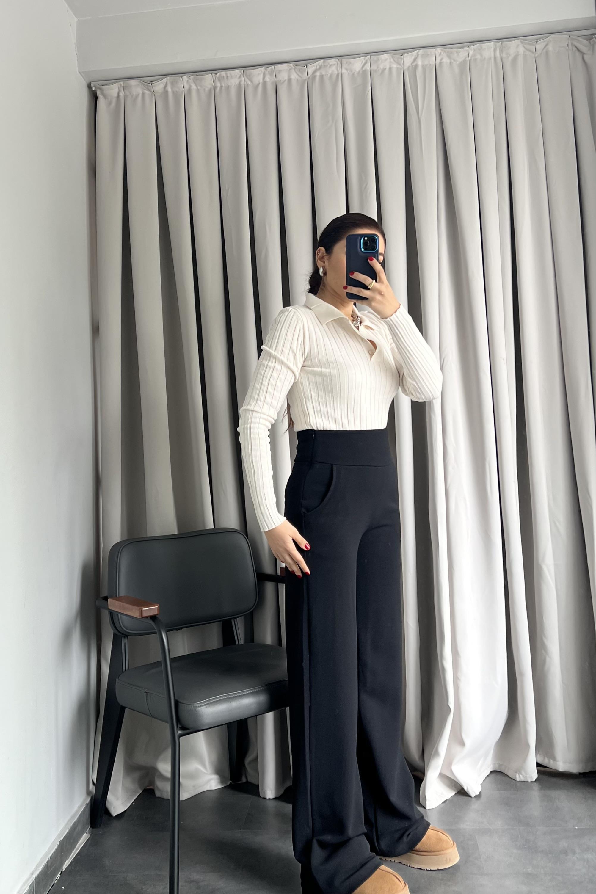 KALIN KEMERLİ YANI FERMUARLI PALAZZO PANTOLON/K013