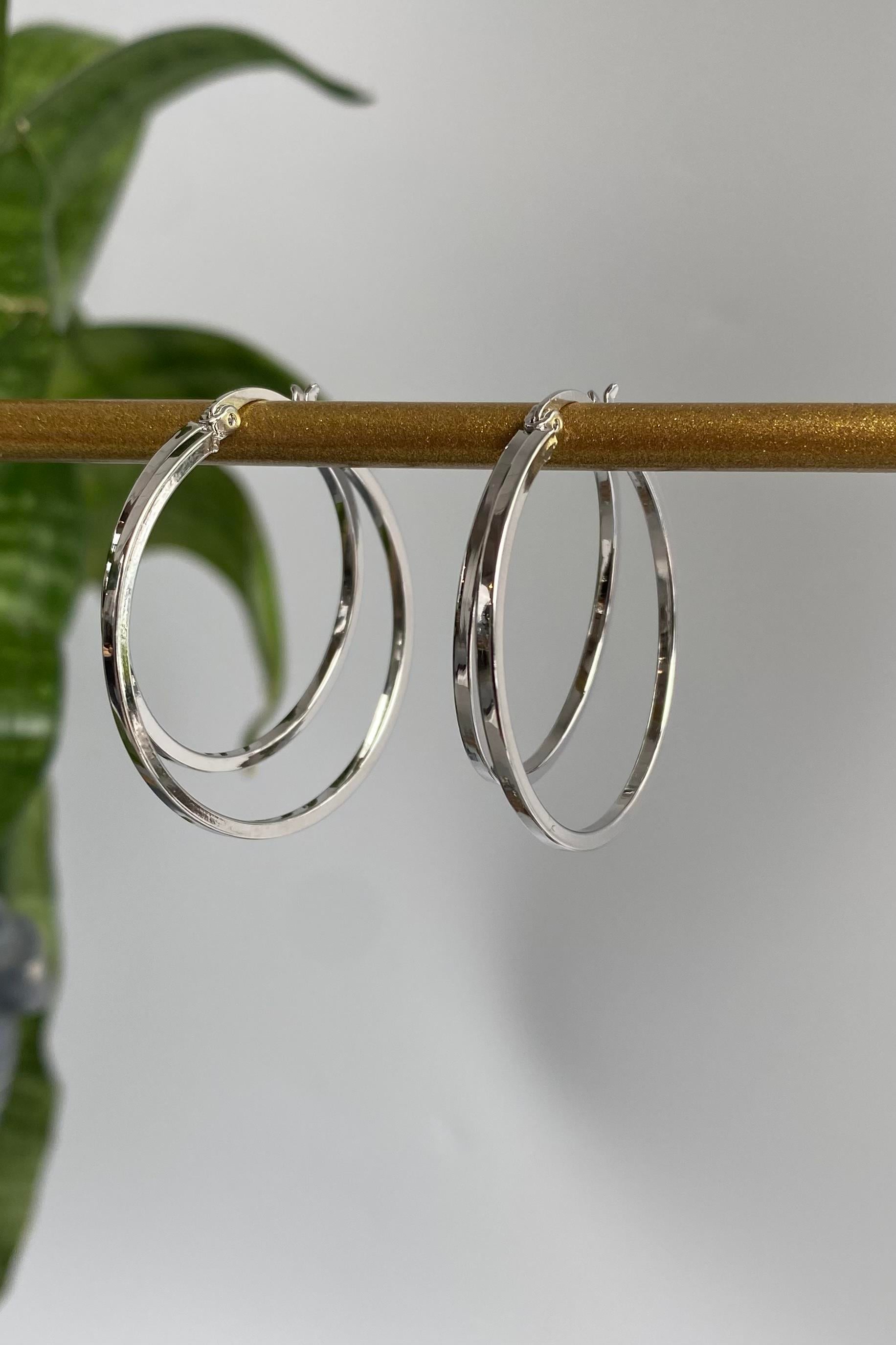 KARE KESİT ÇİFTLİ HALKA KÜPE 3cm