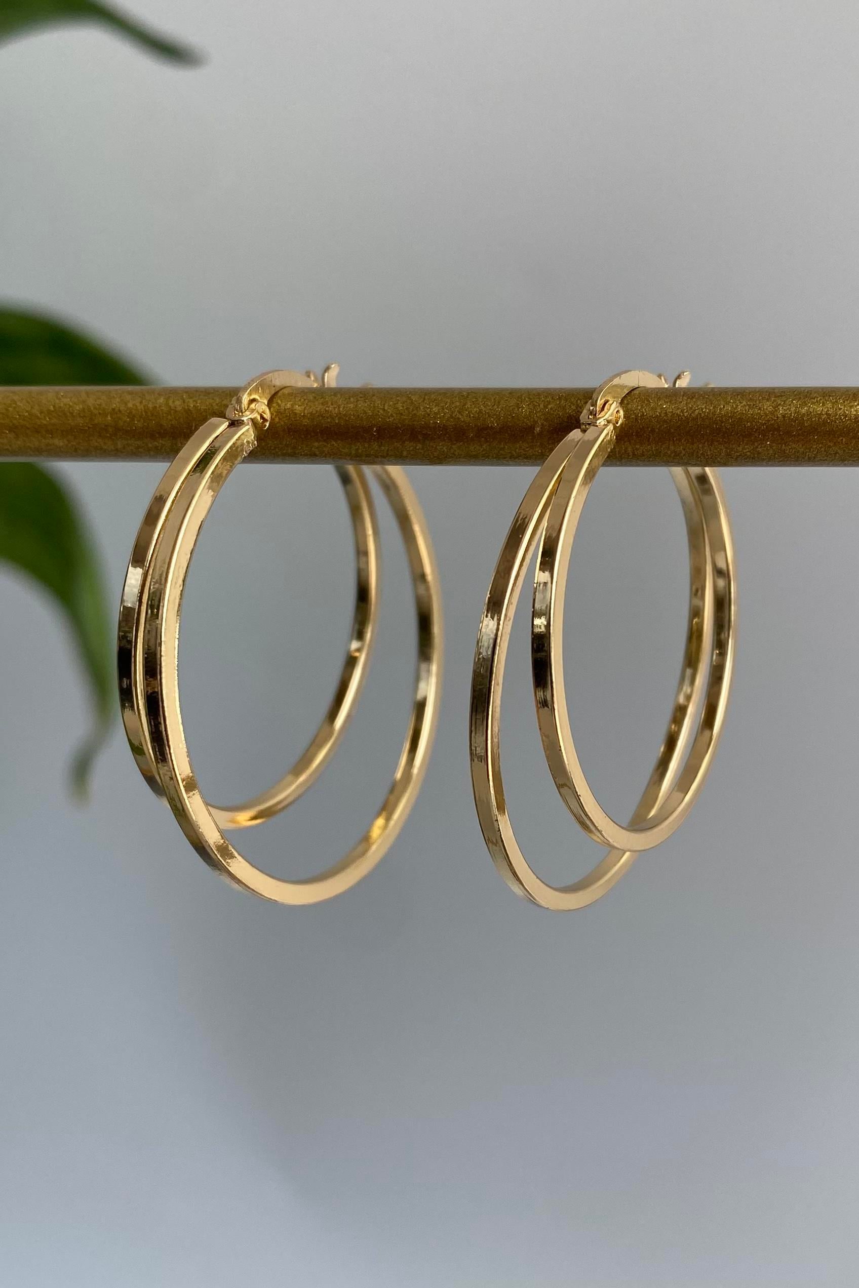 KARE KESİT ÇİFTLİ HALKA KÜPE 3cm