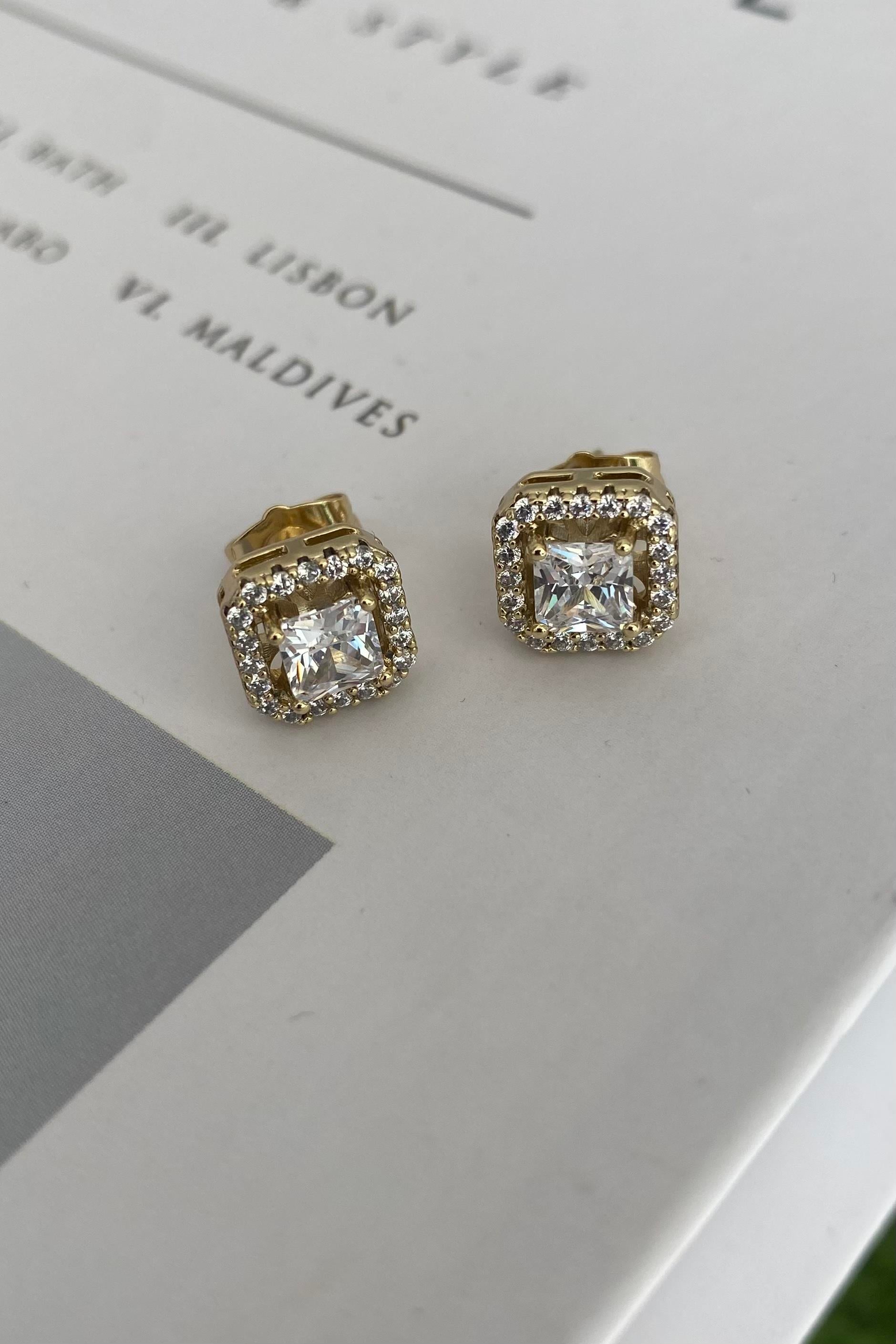 KARE TEK TAŞ ÇİVİ KÜPE