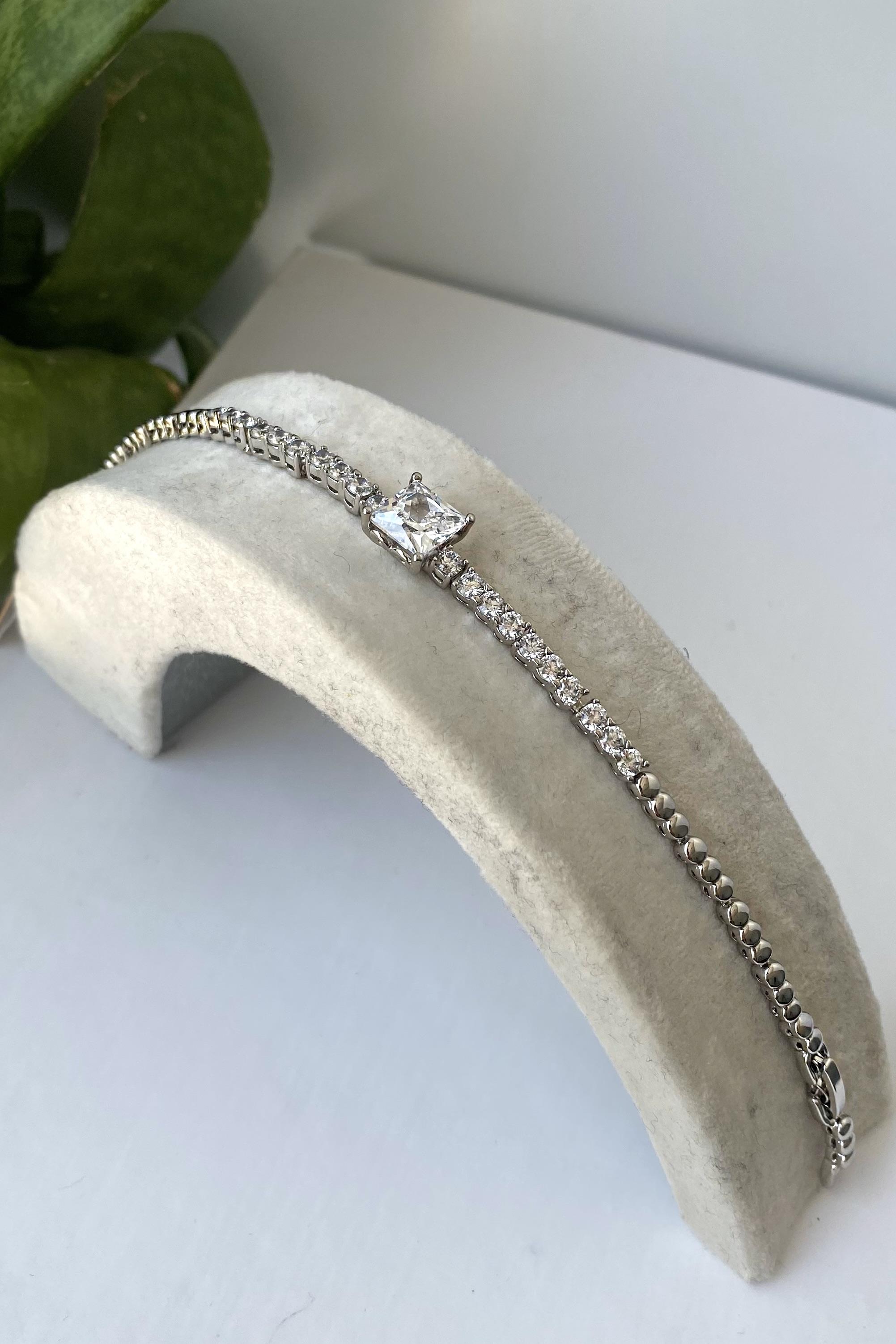 KARE TEK TAŞ SU YOLU BİLEZİK