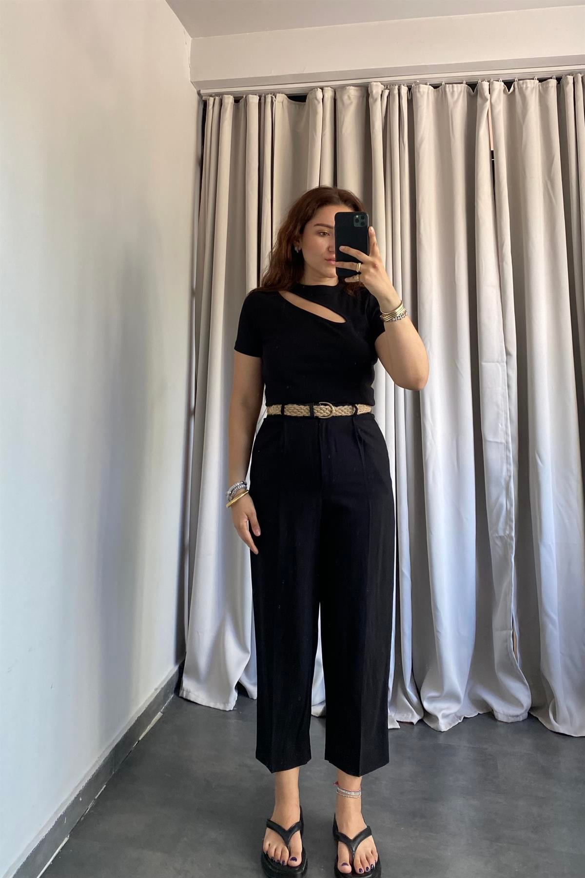 KEMERLİ KETEN PANTOLON /50880
