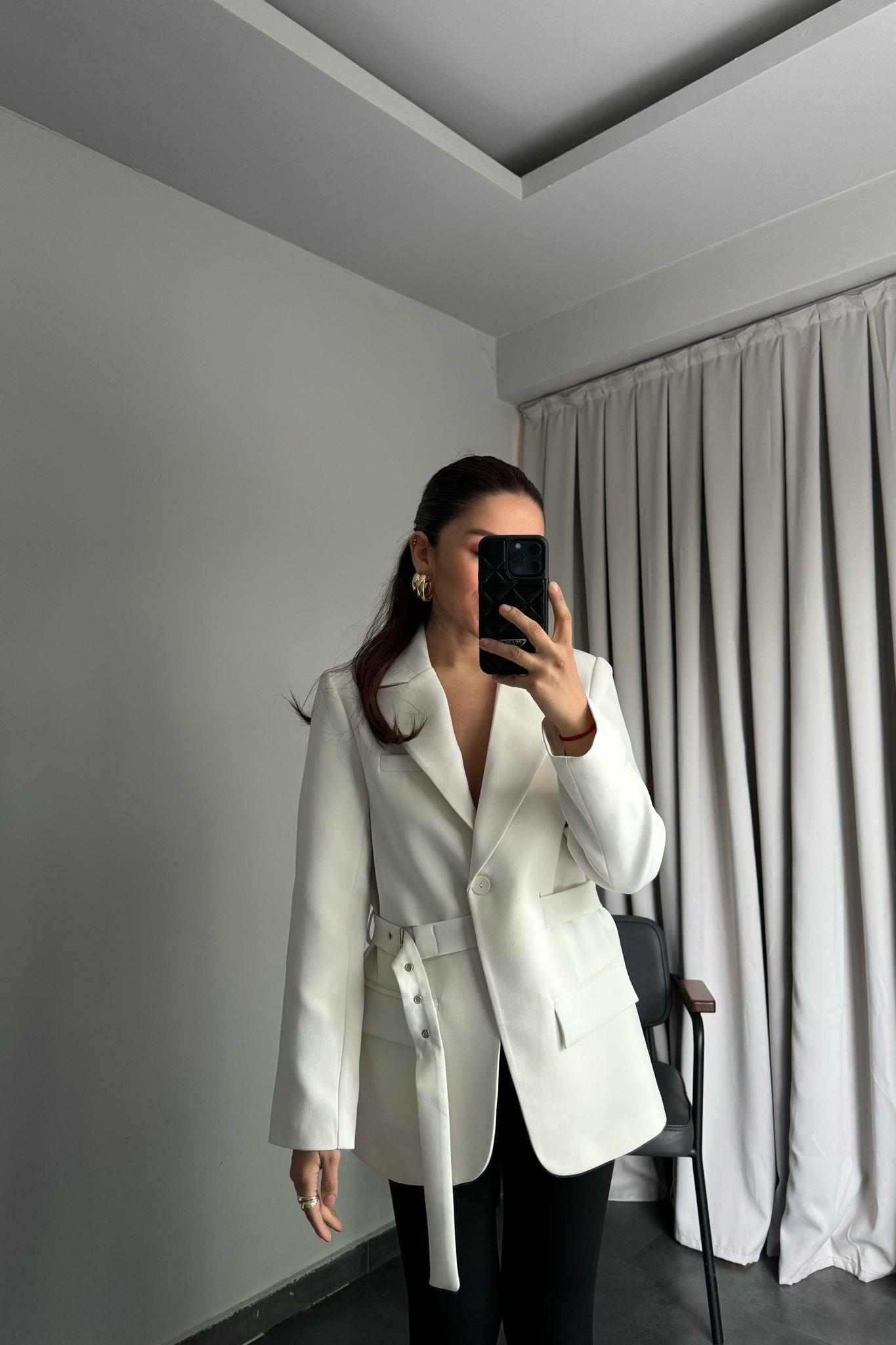 KENDİNDEN KEMERLİ BLAZER CEKET/9367