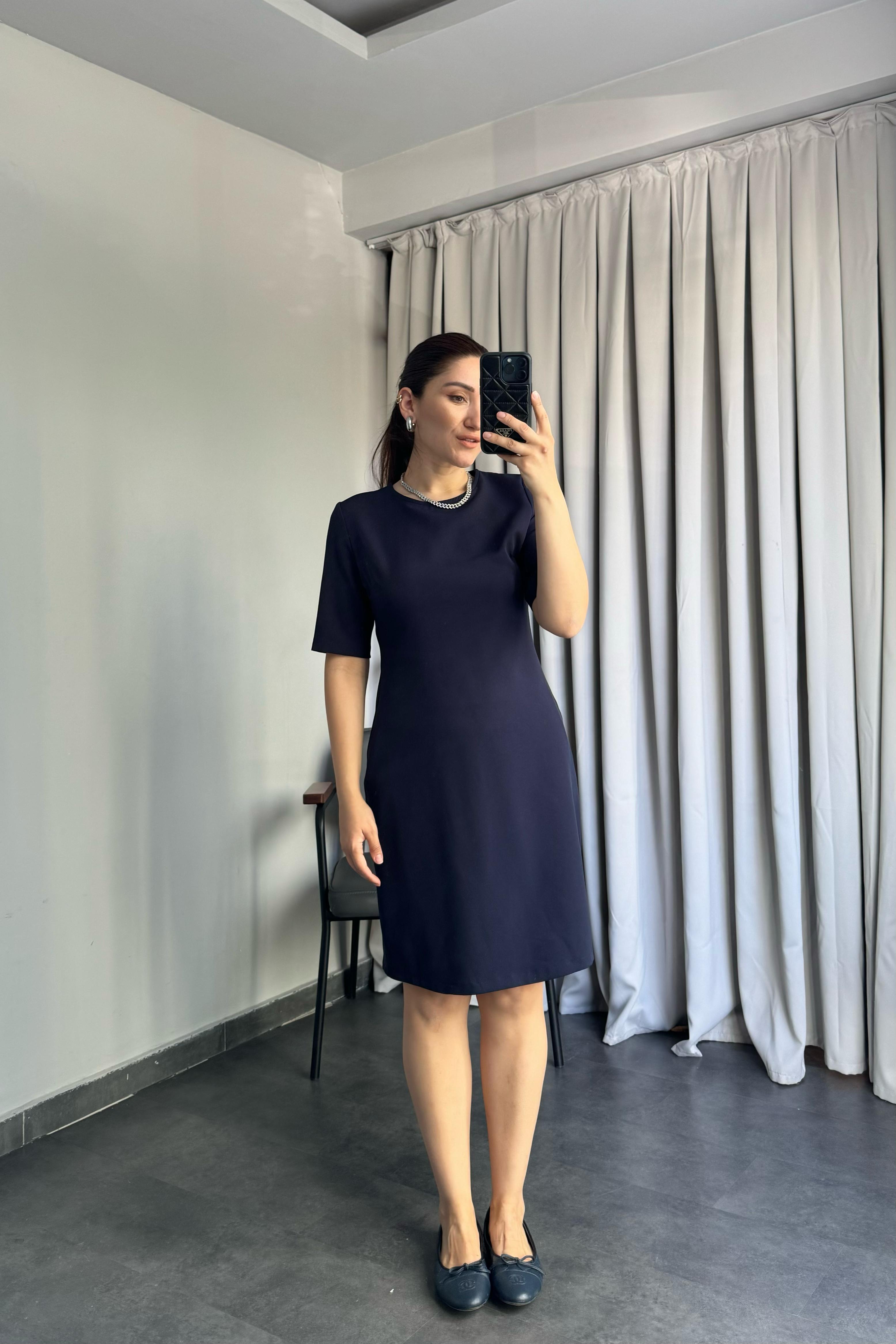 KISA KOL ARKASI FERMUARLI ELBİSE /10554