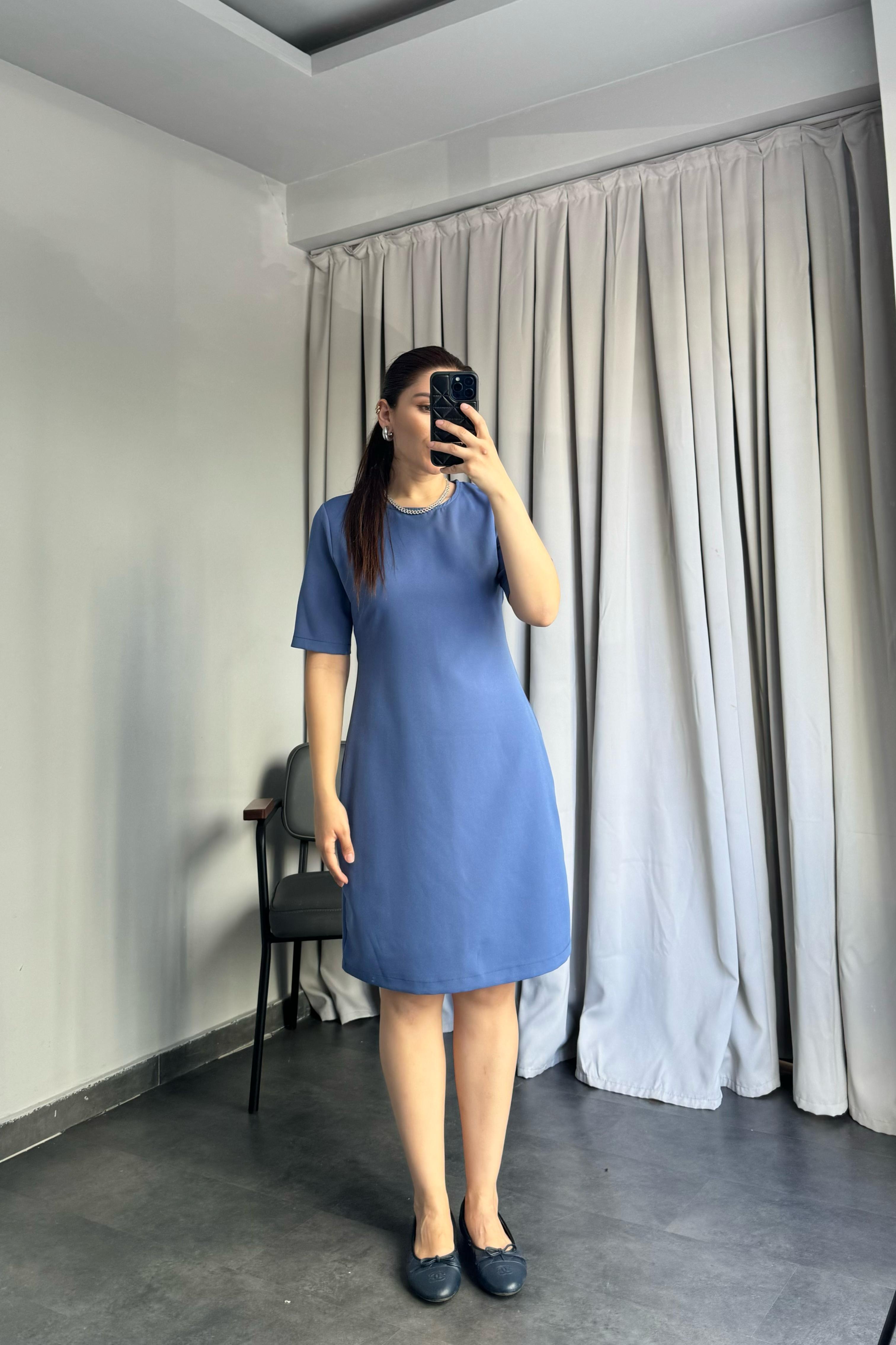 KISA KOL ARKASI FERMUARLI ELBİSE /10554