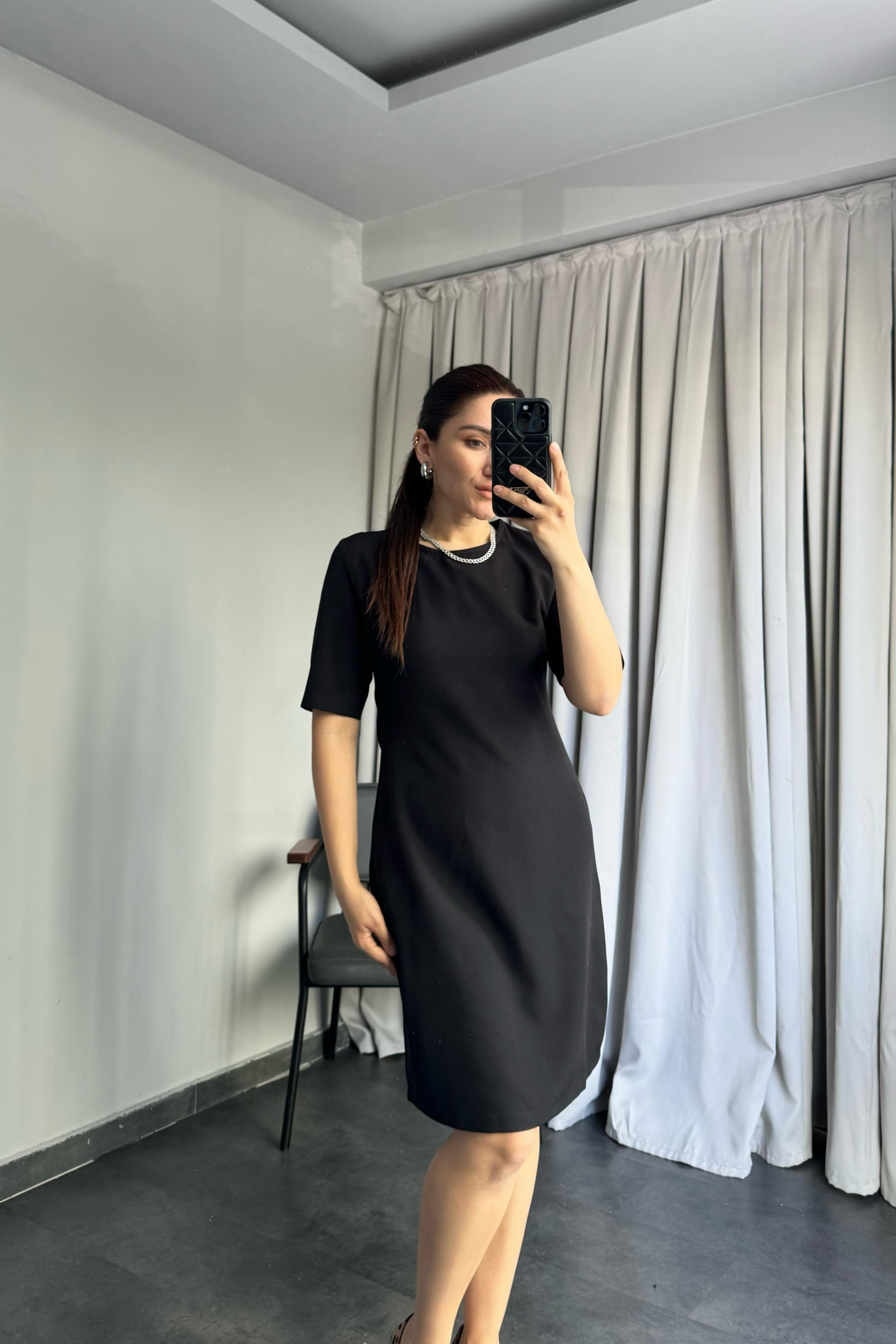 KISA KOL ARKASI FERMUARLI ELBİSE /10554