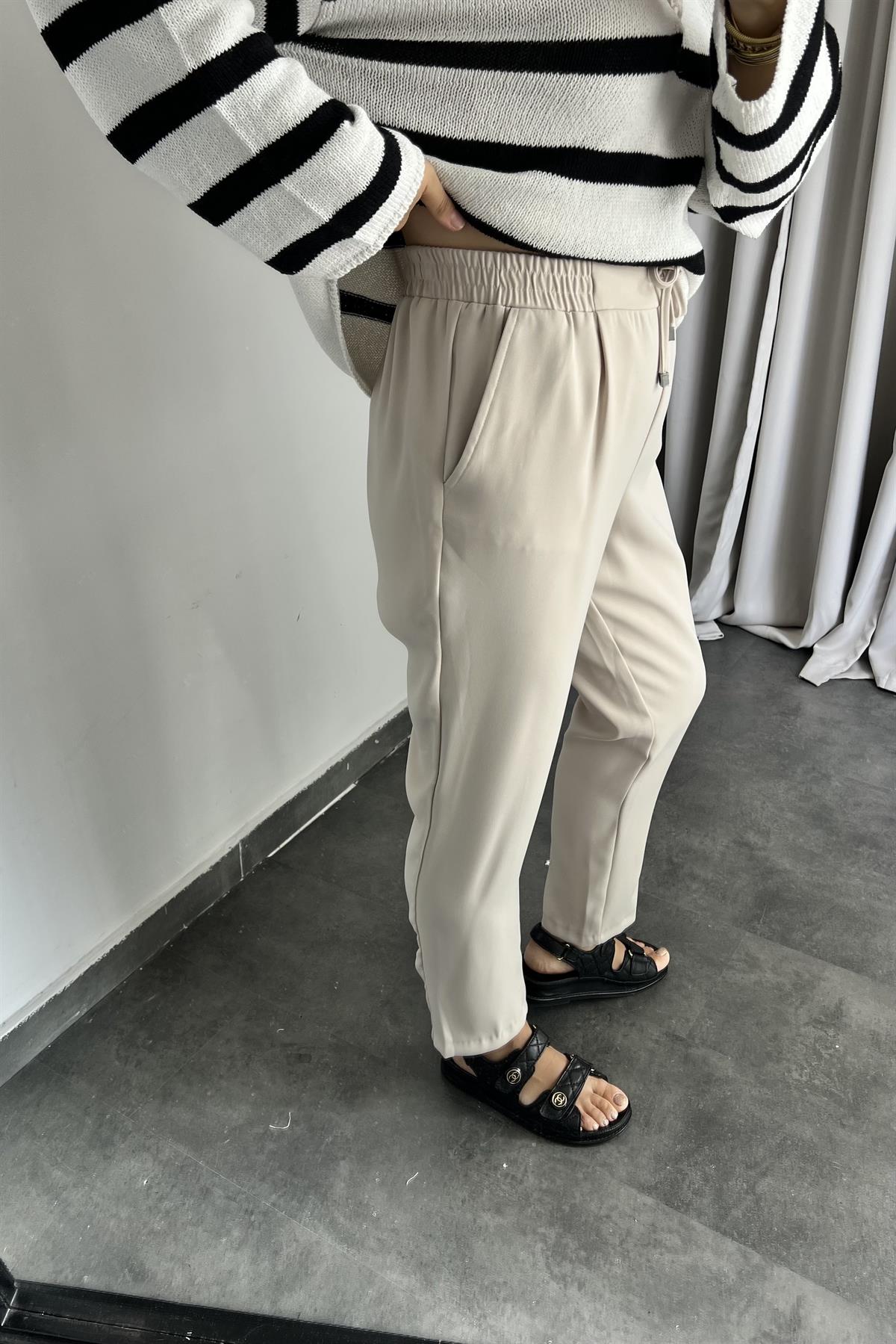 KREP BELİ İPLİ HAVUÇ PANTOLON