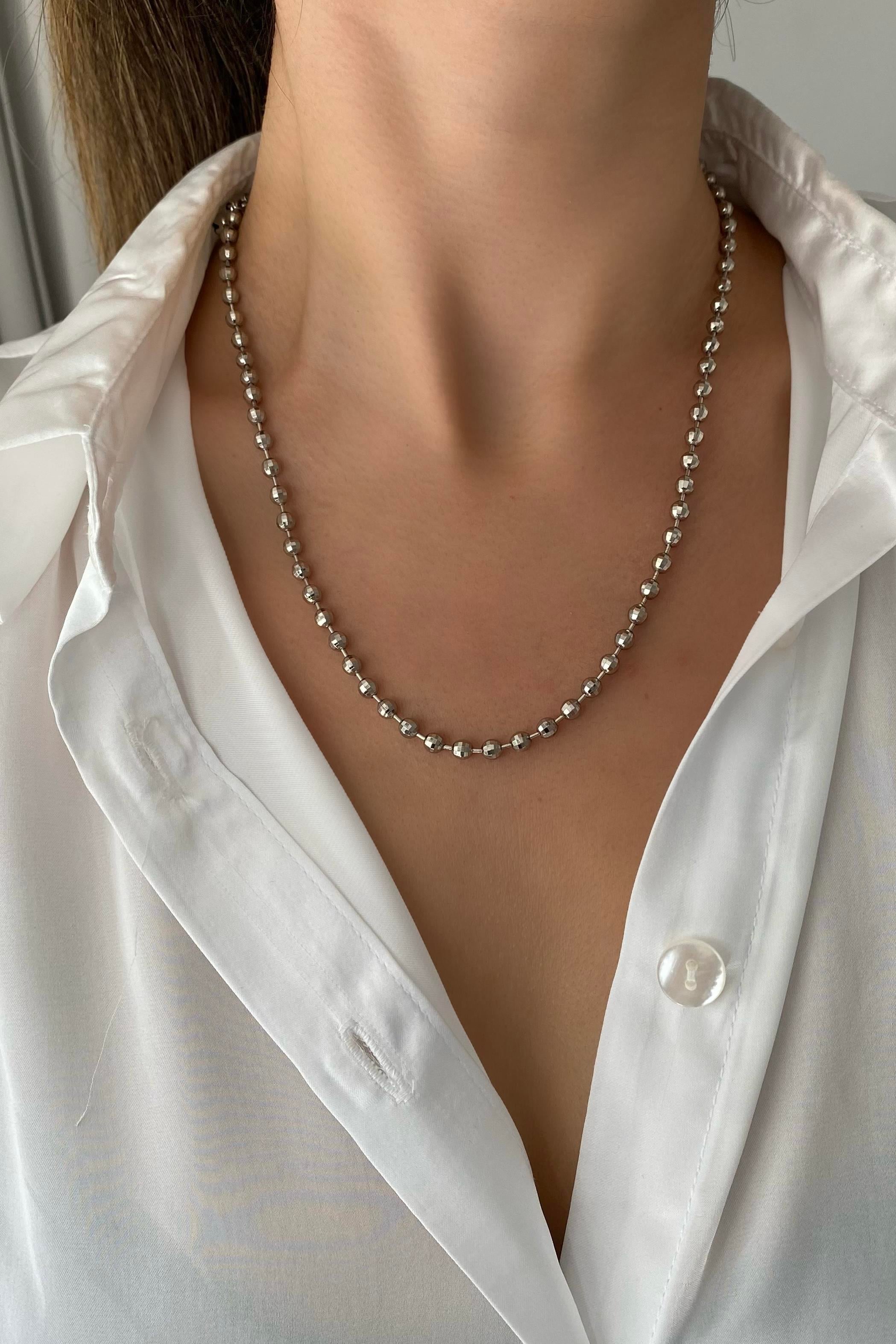 LAZER KESİM NOHUTLU KOLYE 45cm