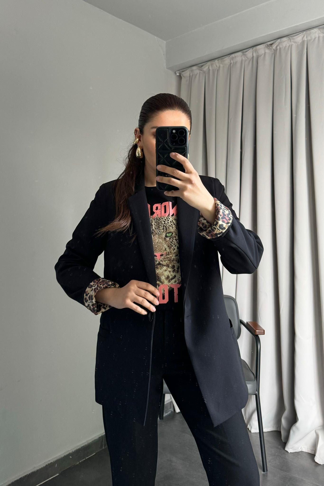 LEOPAR ASTARLI BLAZER CEKET /4002