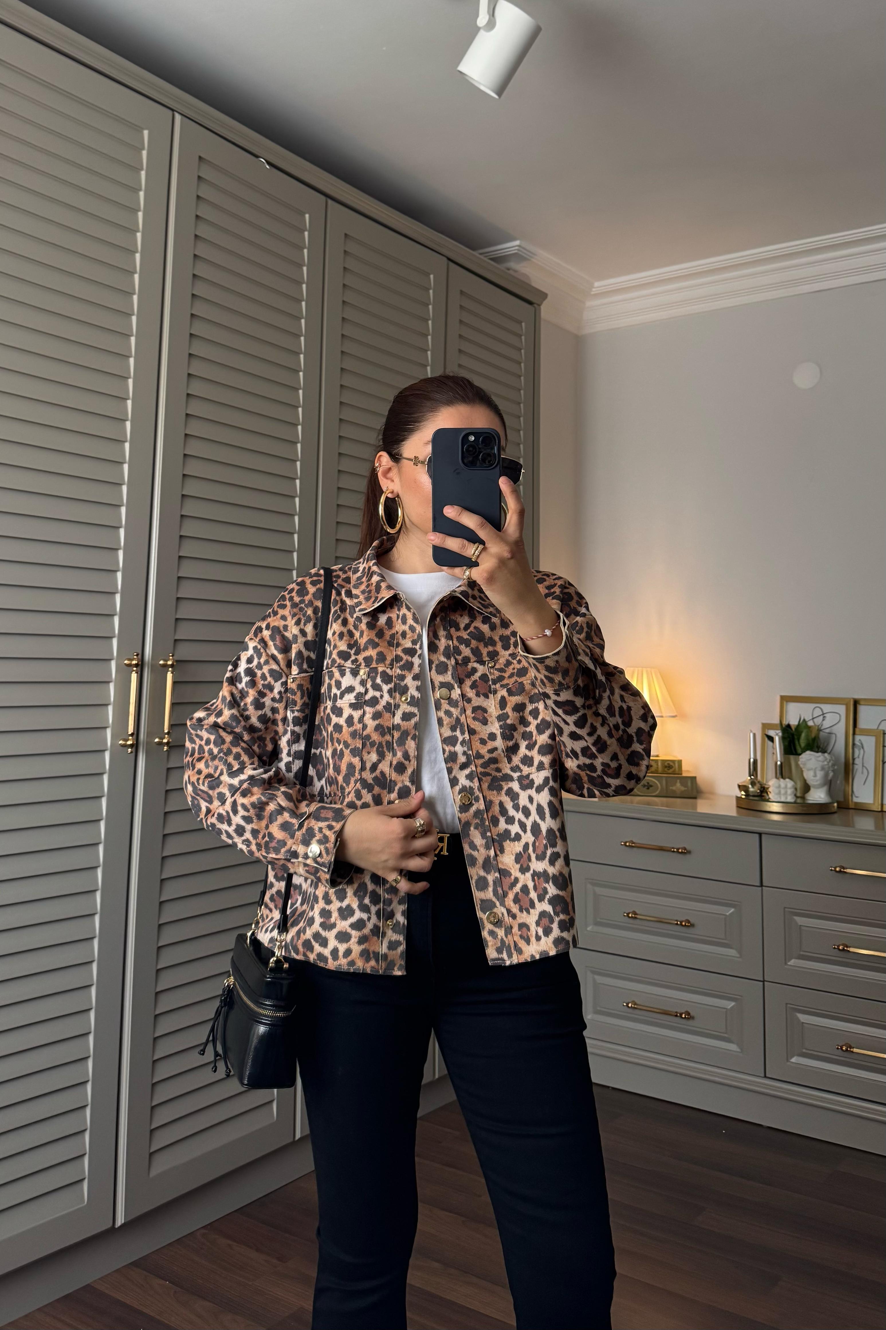 LEOPAR DESEN PATLI CEKET/16386