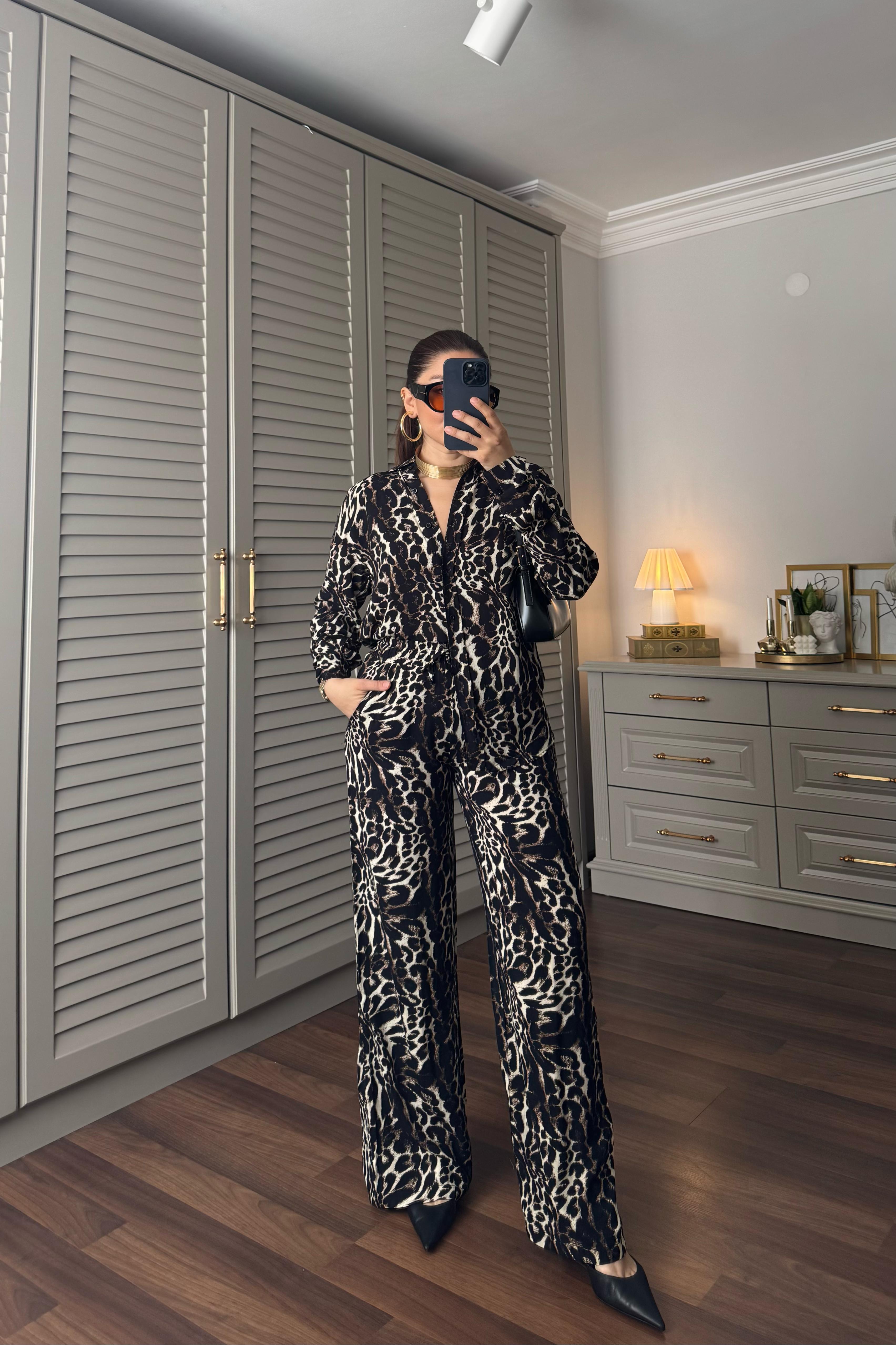 LEOPAR DESENLİ GÖMLEK TAKIM