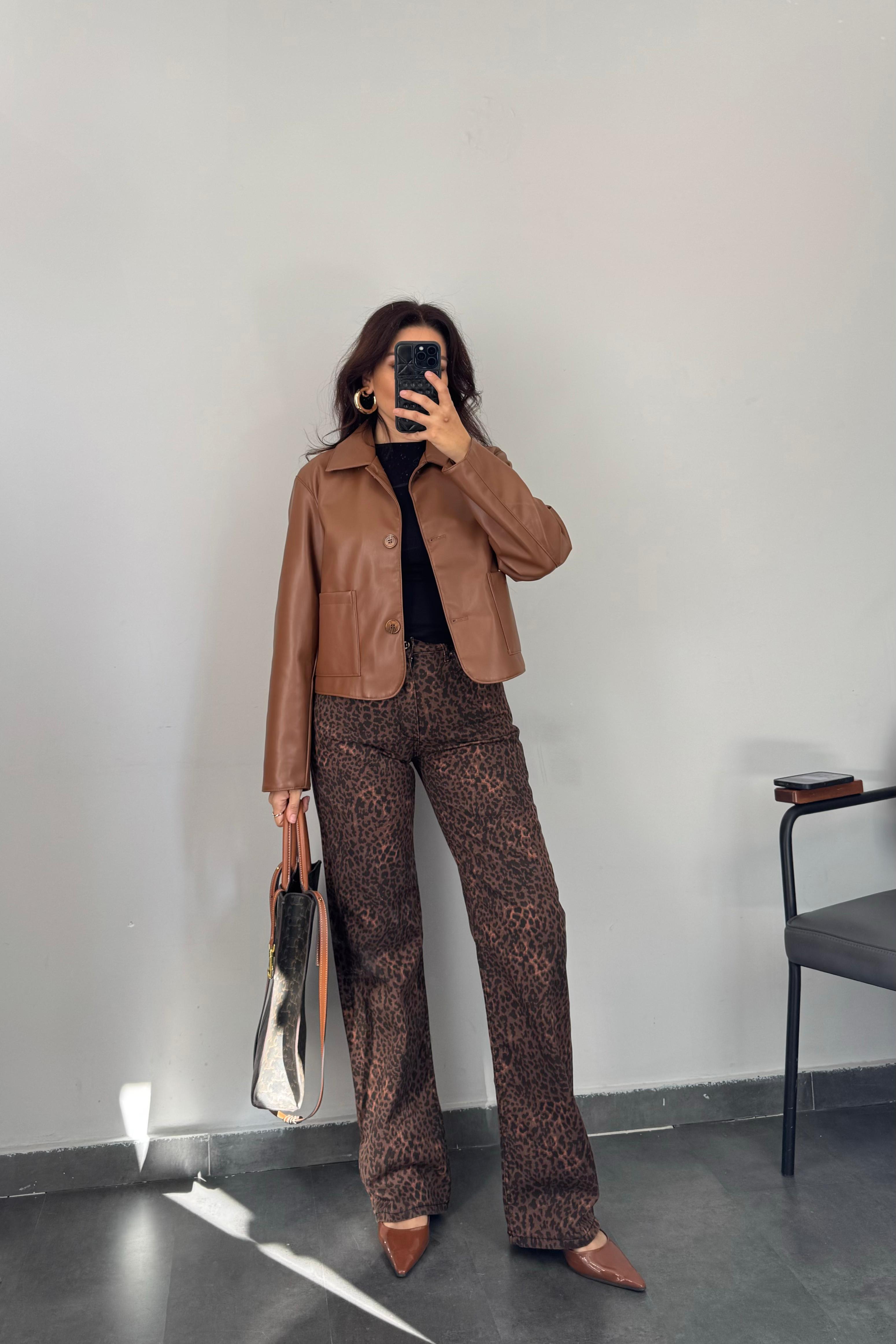 LEOPAR DESENLİ ZR PALAZZO JEAN