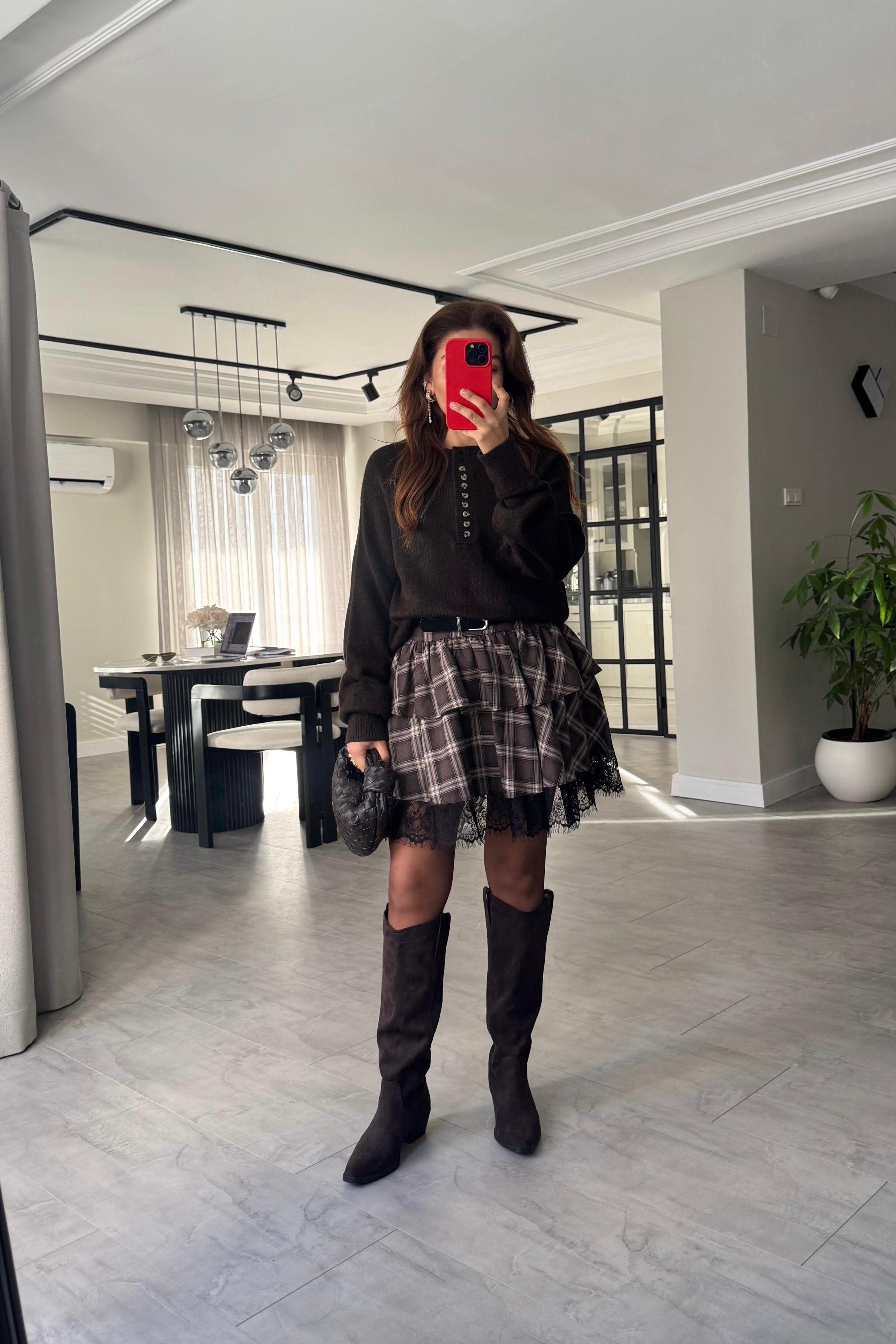 UCU DANTELLİ EKOSELİ MİNİ ETEK/7637