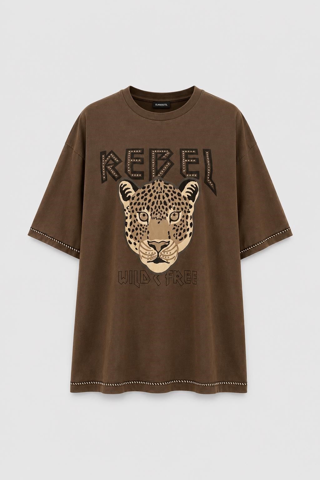 REBEL TAŞLI OVERSİZE T-SHİRT/7446