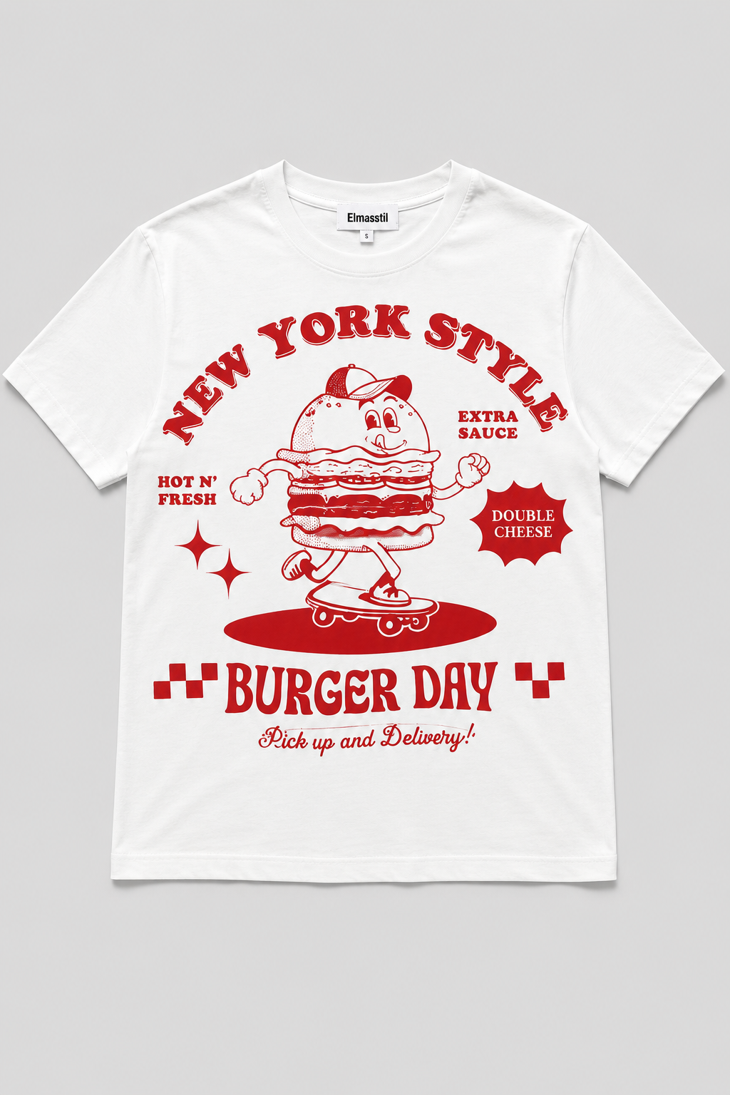 NEW YORK BURGER BASKILI T-SHİRT