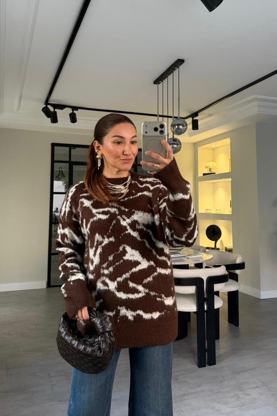 DESENLİ OVERSİZE KAZAK/0138