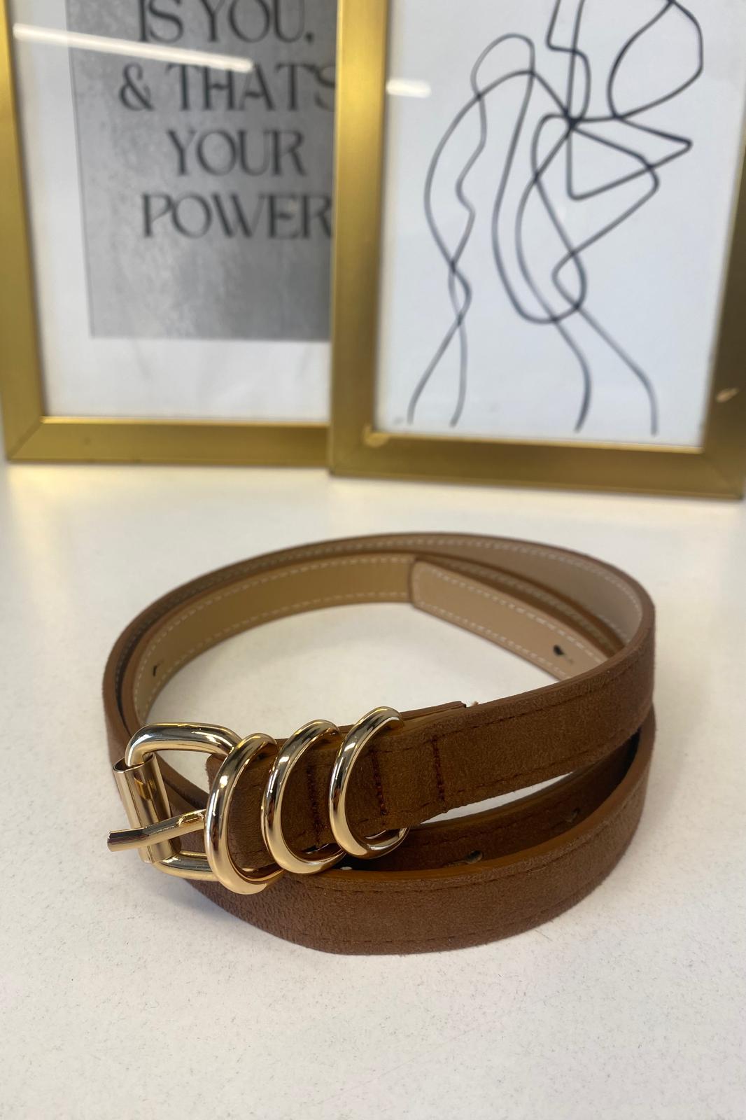 HALKA GEÇİRMELİ SÜET GOLD KEMER