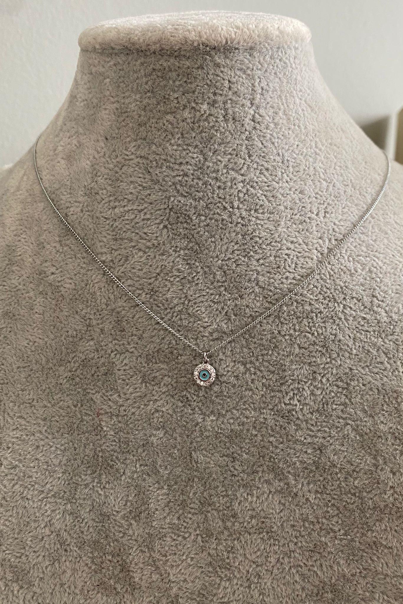 MİNİMAL TAŞLI NAZAR BONCUĞU HAYALET KOLYE