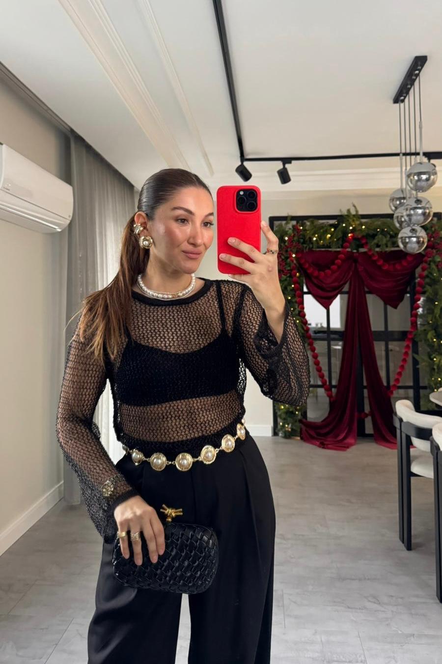 PARLAK FİLE BLUZ/4404