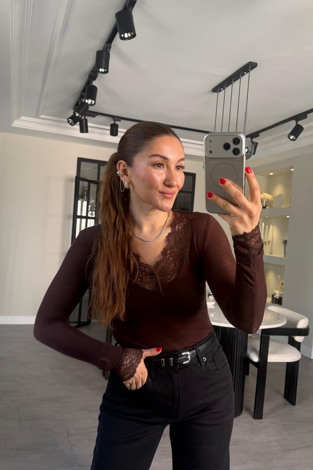 V YAKA DANTEL TRANSPARAN BODY