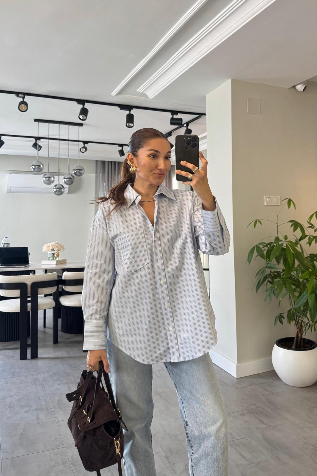 ÇİZGİLİ POPLİN GÖMLEK/0001