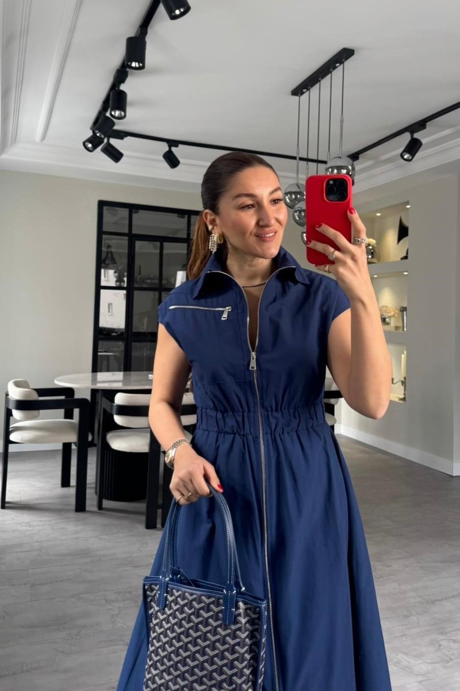 ÖNDEN FERMUARLI GÖMLEK ELBİSE/7272