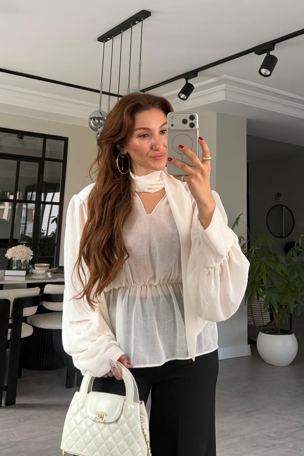 SIRT DEKOLTELİ ŞİFON BLUZ/1268