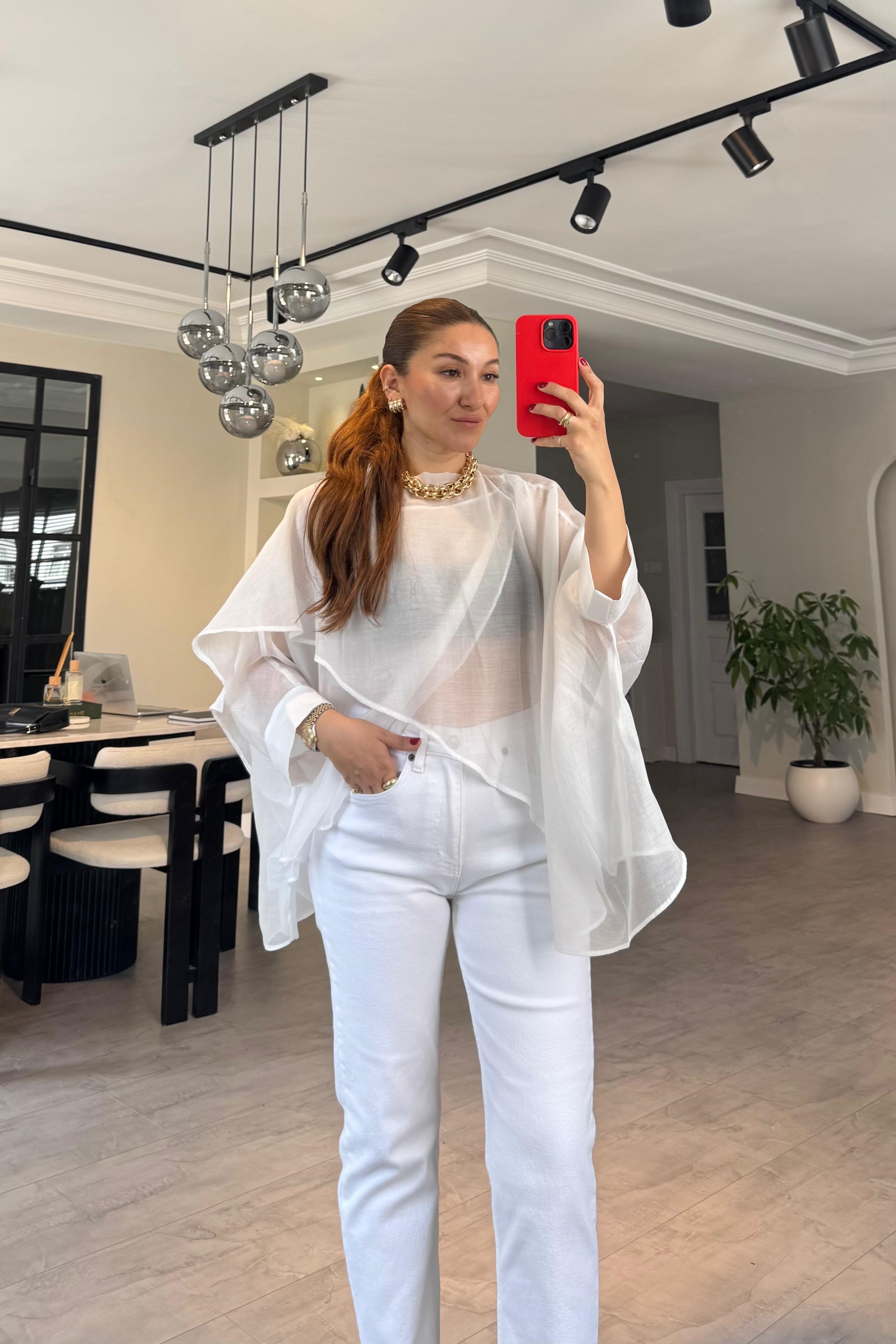 PELERİNLİ TENSEL BLUZ/5026