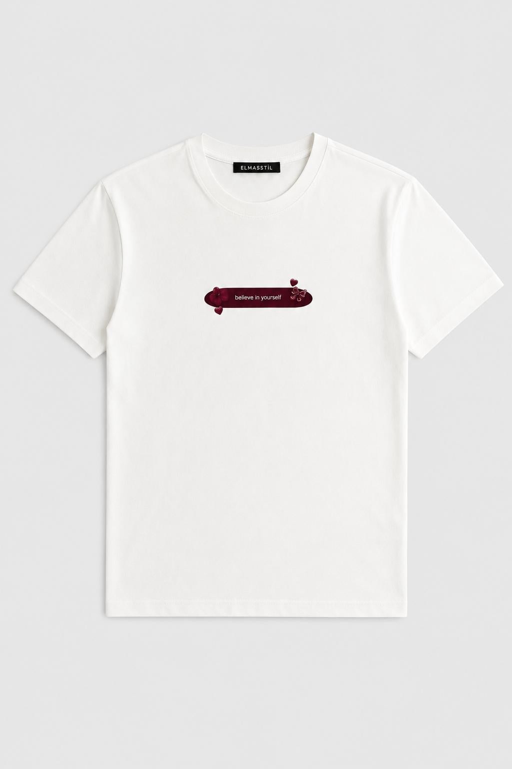 BELİEVE KİRAZ BASKILI T-SHIRT