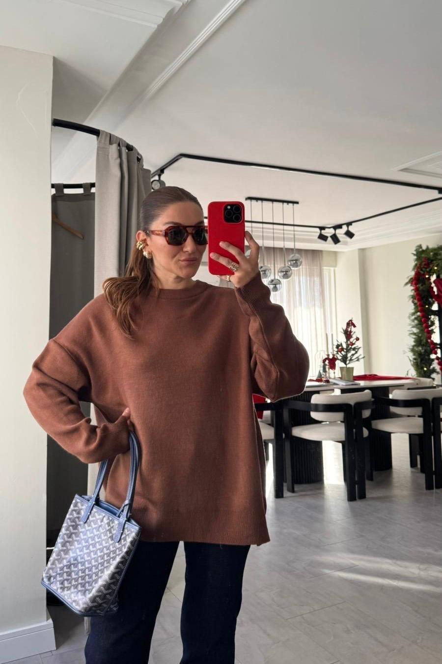 BİSİKLET YAKA OVERSİZE KAZAK/1019