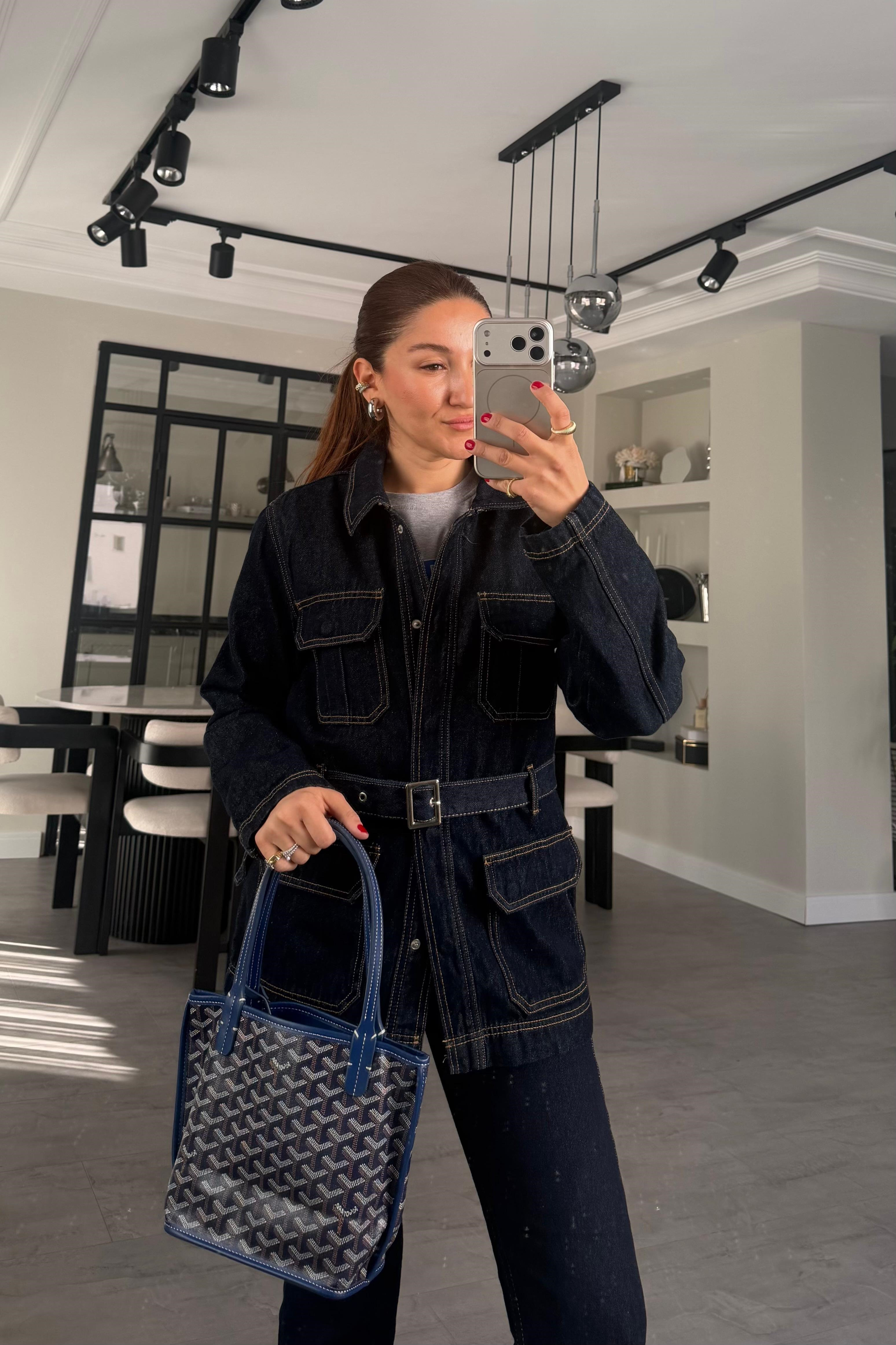 KEMERLİ CLNS DENİM CEKET