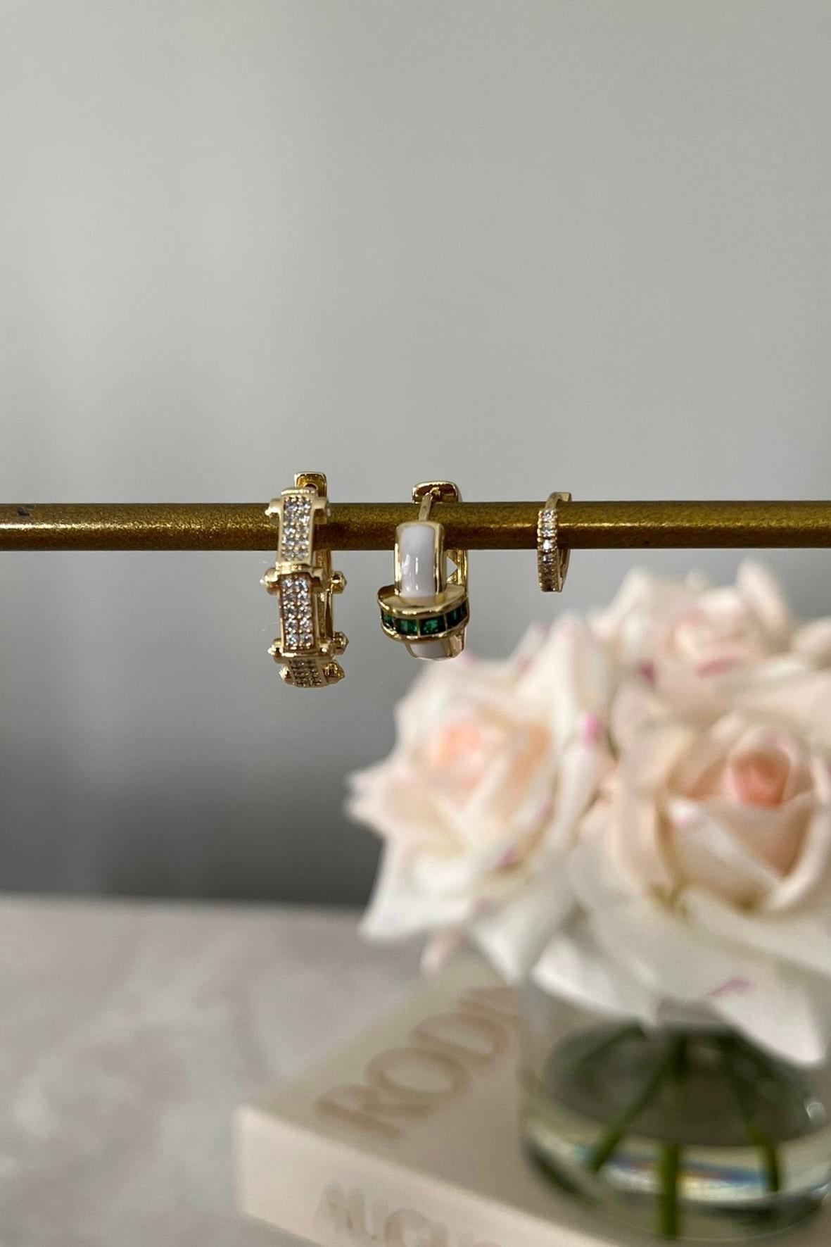 YEŞİL TAŞLI KOMBİN KÜPE