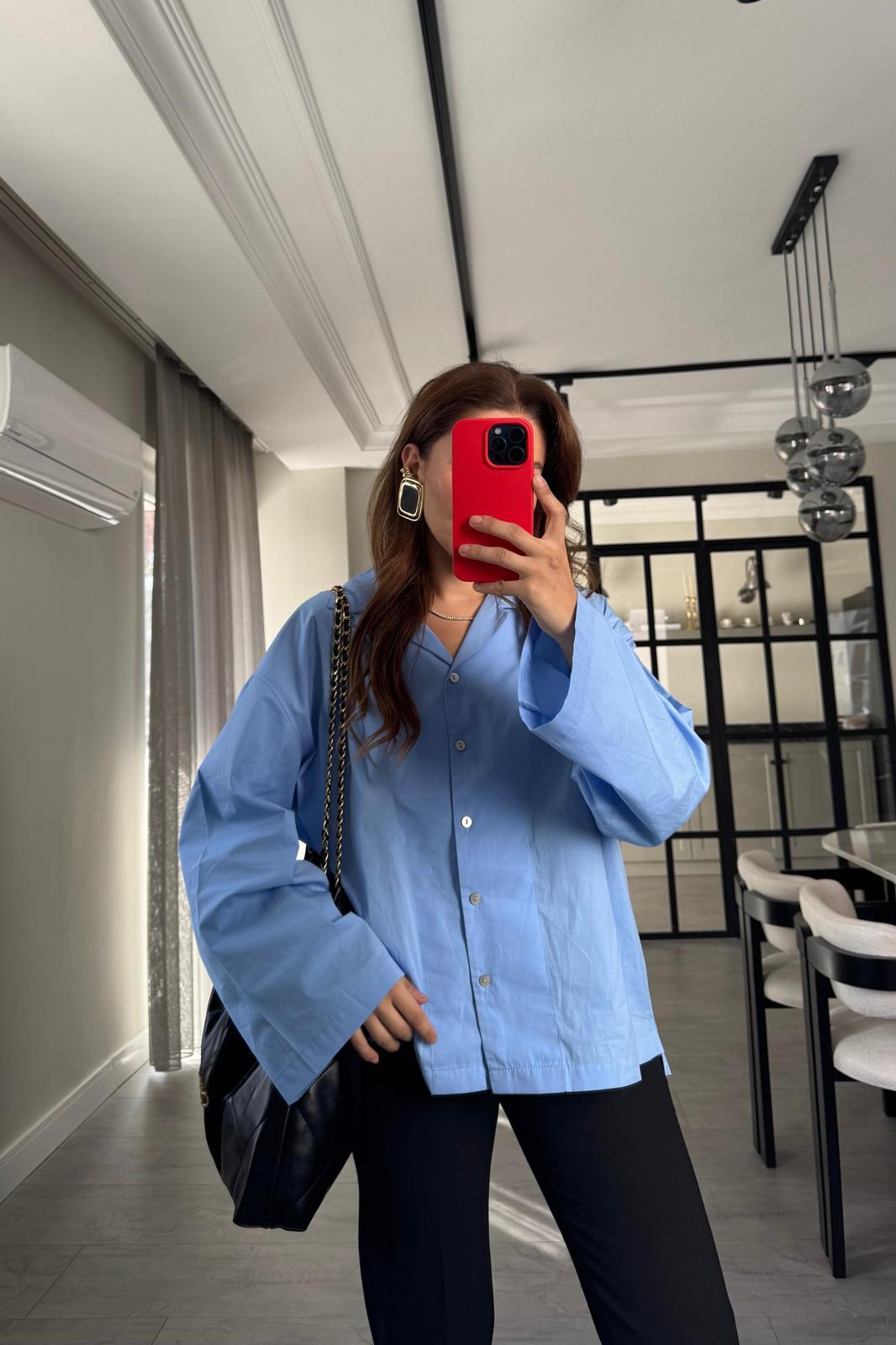 GENİŞ KOL OVERSİZE POPLİN GÖMLEK / 4952