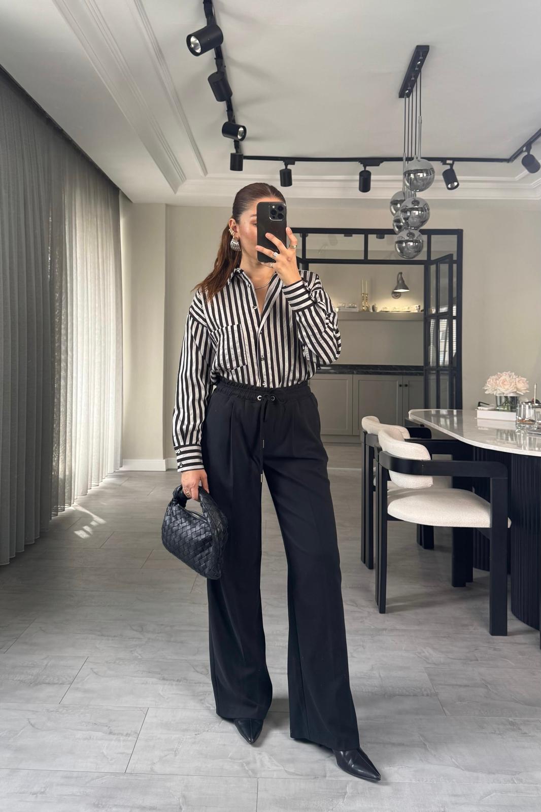 ÇİFT LASTİKLİ PALAZZO PANTOLON/9001