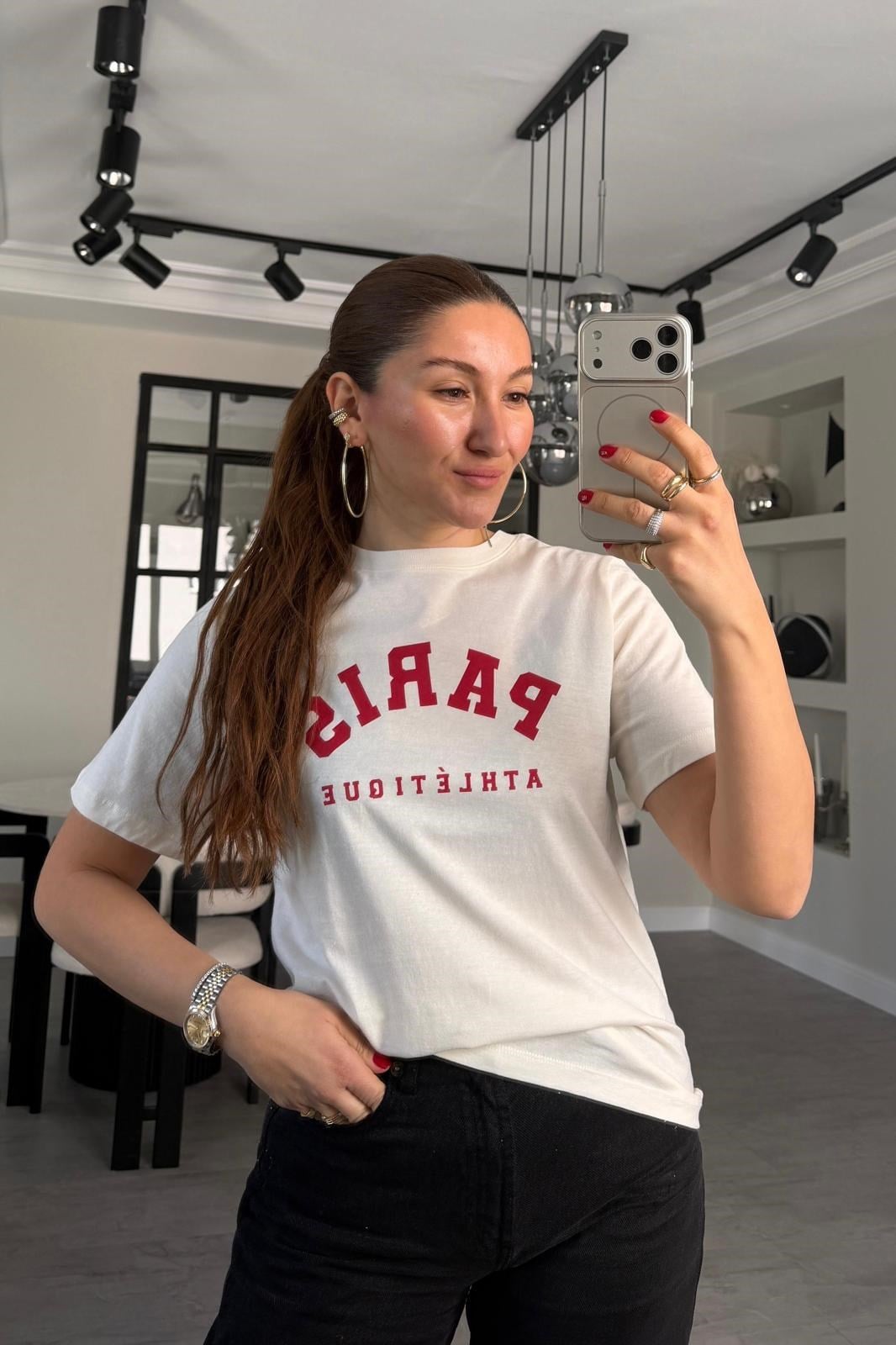 PARİS ATHLETİOME YAZILI T-SHİRT