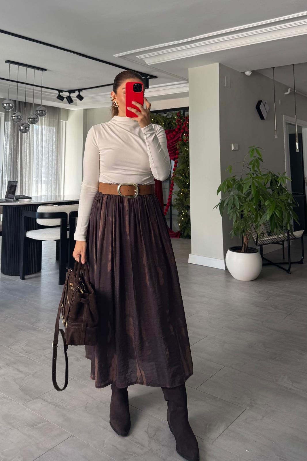 KEMERLİ ŞİFON ETEK