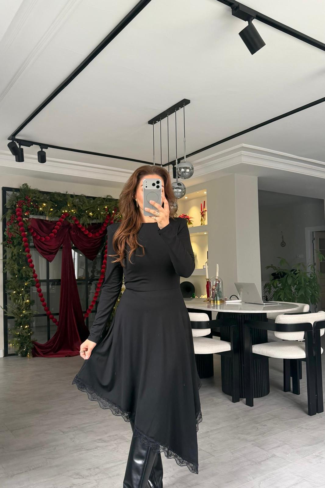 VATKALI ROMANTİK MİDİ ELBİSE/1289