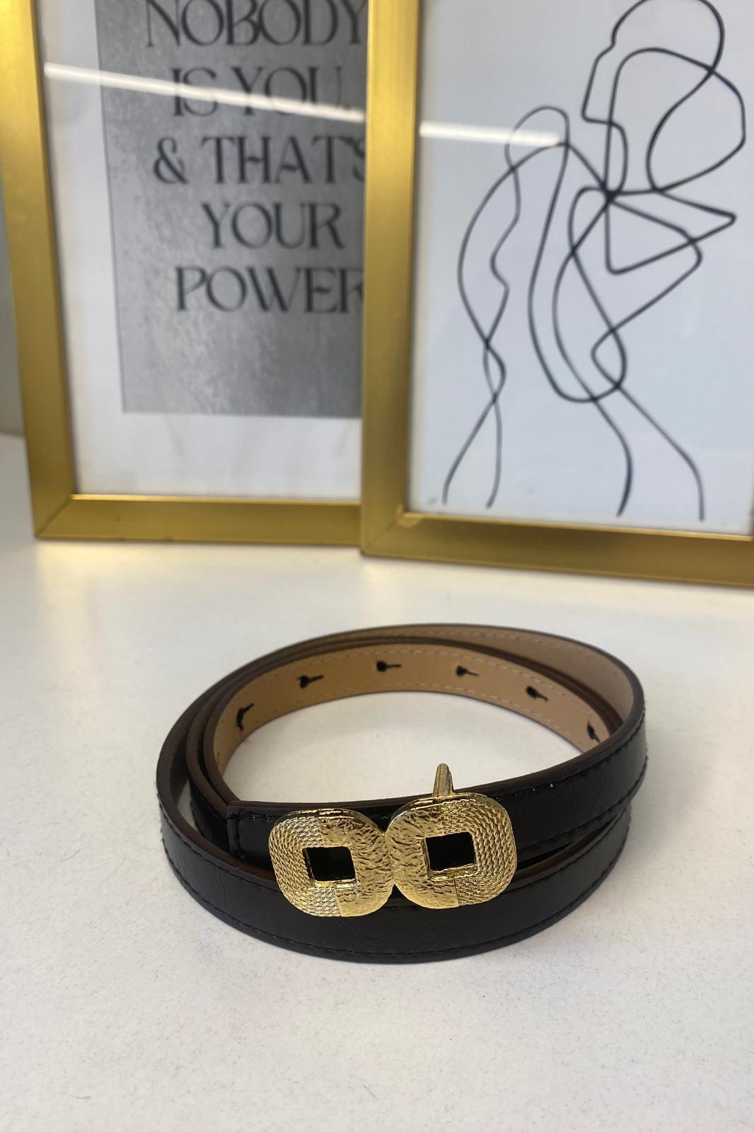 ÇİFT KARE TOKALI GOLD KEMER